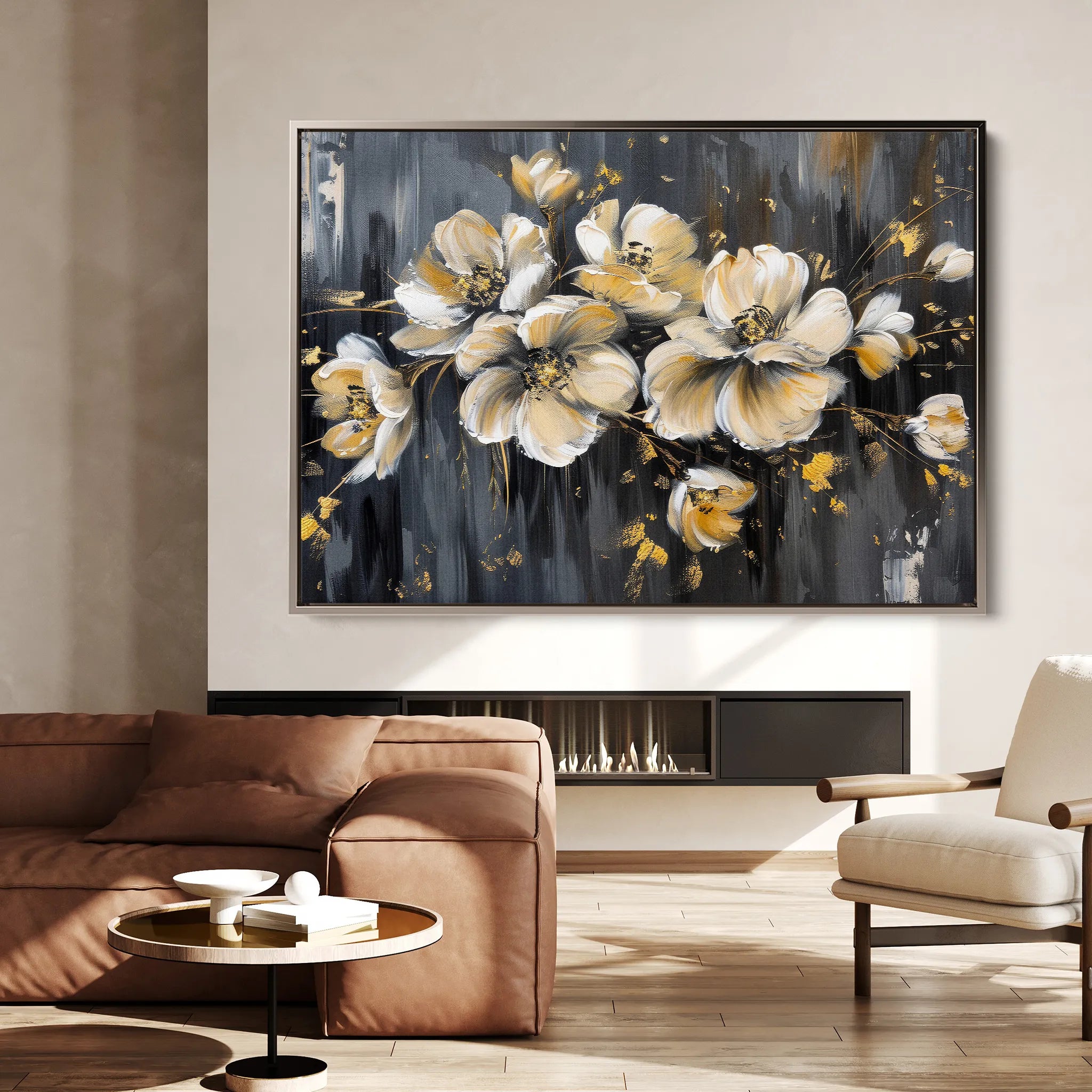 Floral 384 Canvas Art 60 x 40 cm / Black