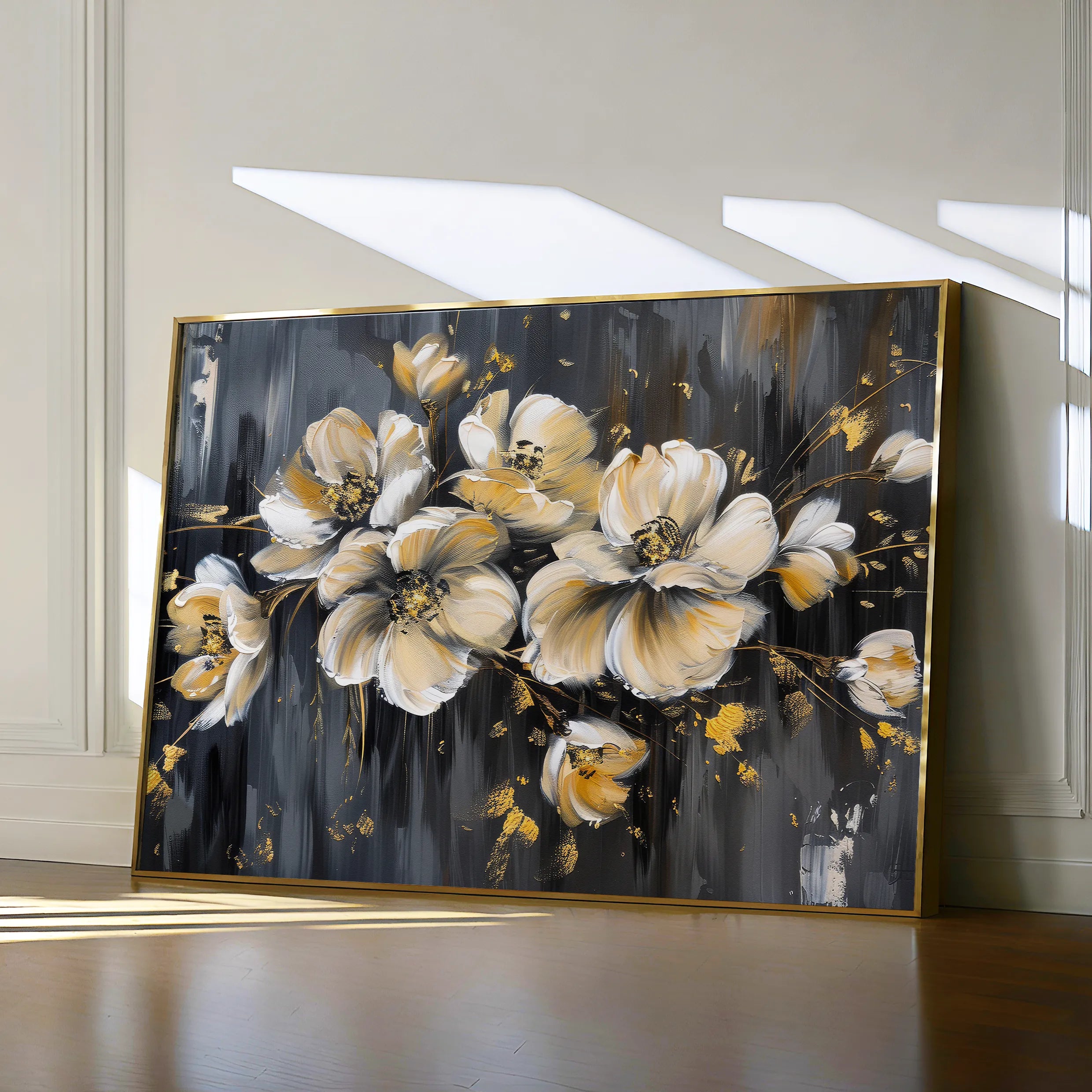 Floral 384 Canvas Art 60 x 40 cm / Black