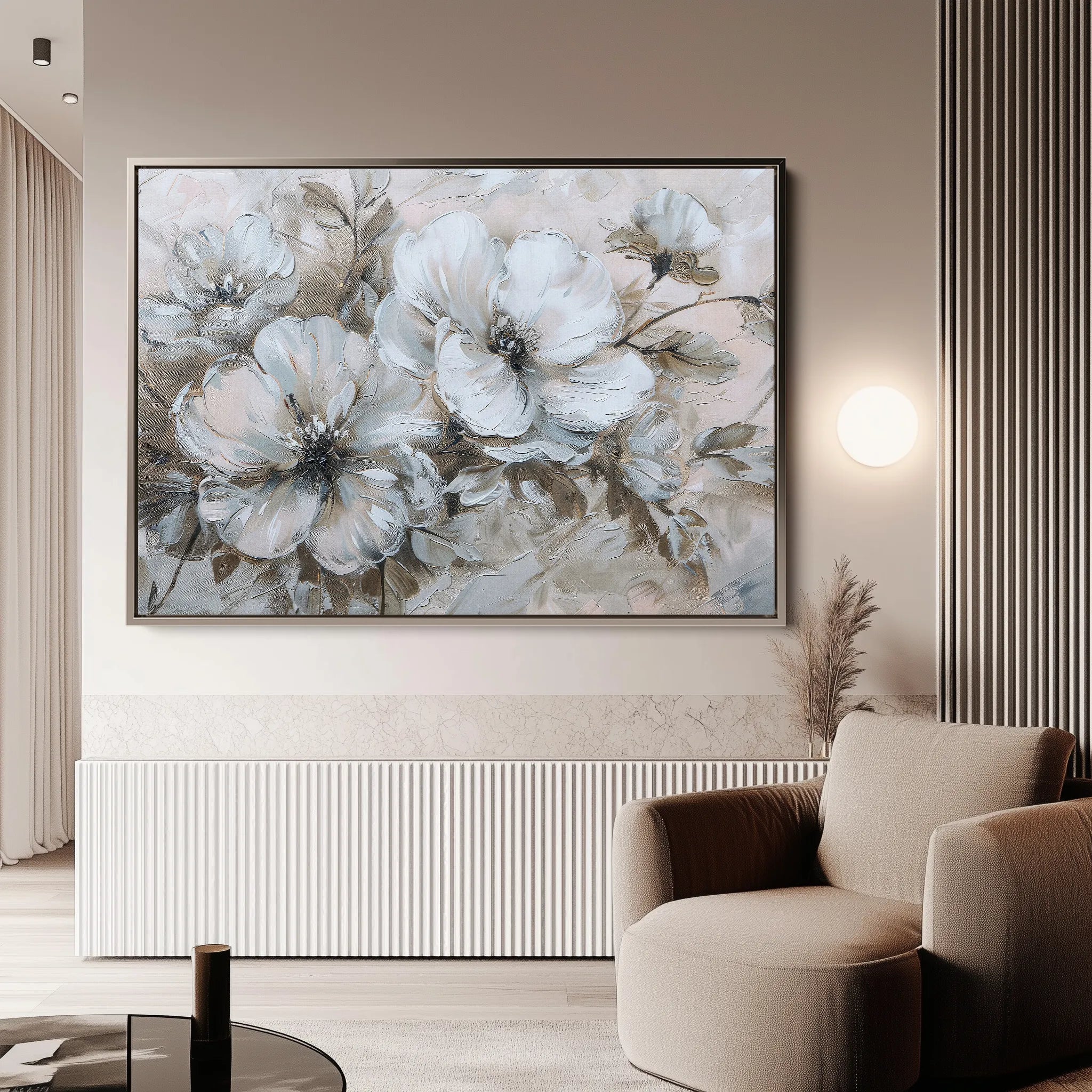 Floral 385 Canvas Art 60 x 40 cm / Black