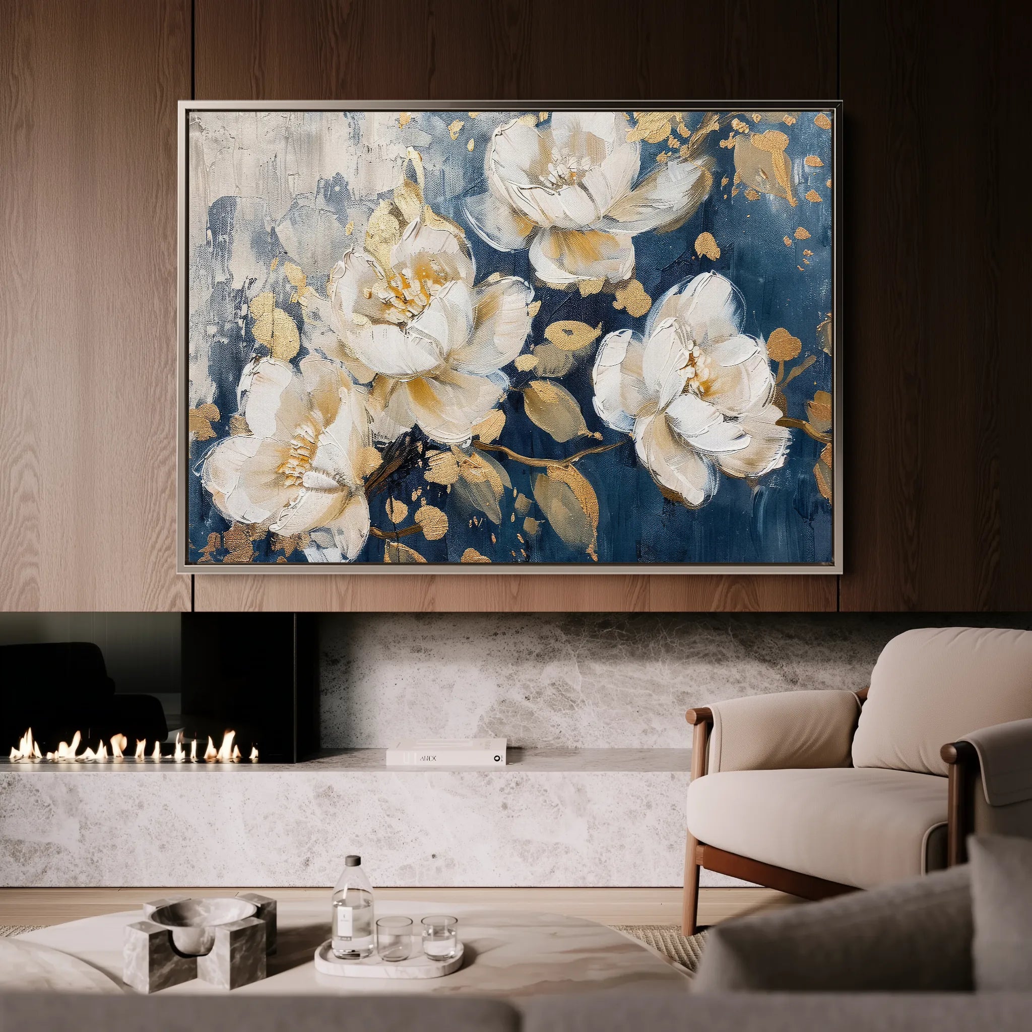 Floral 386 Canvas Art 60 x 40 cm / Black