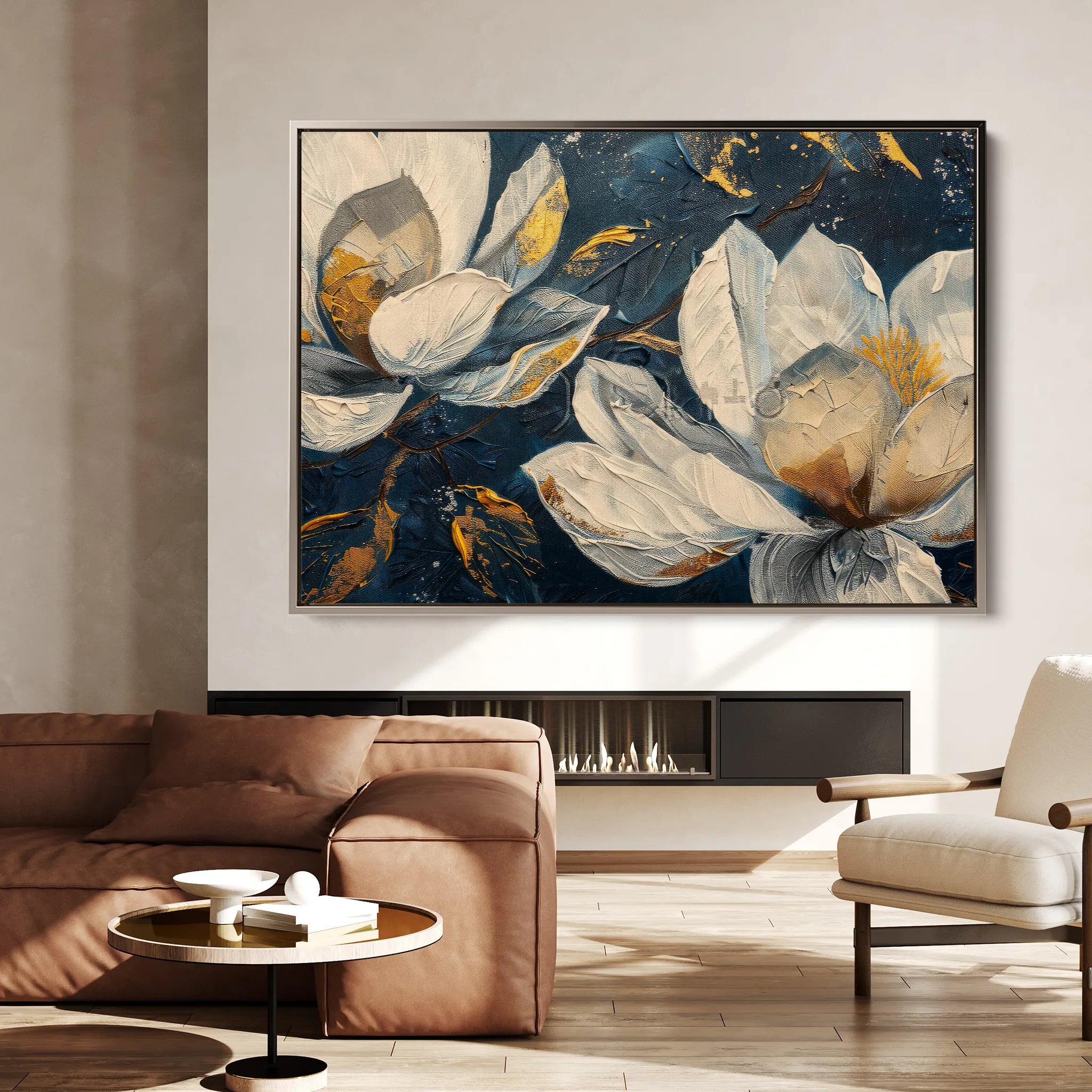 Floral 390 Canvas Art 60 x 40 cm / Black