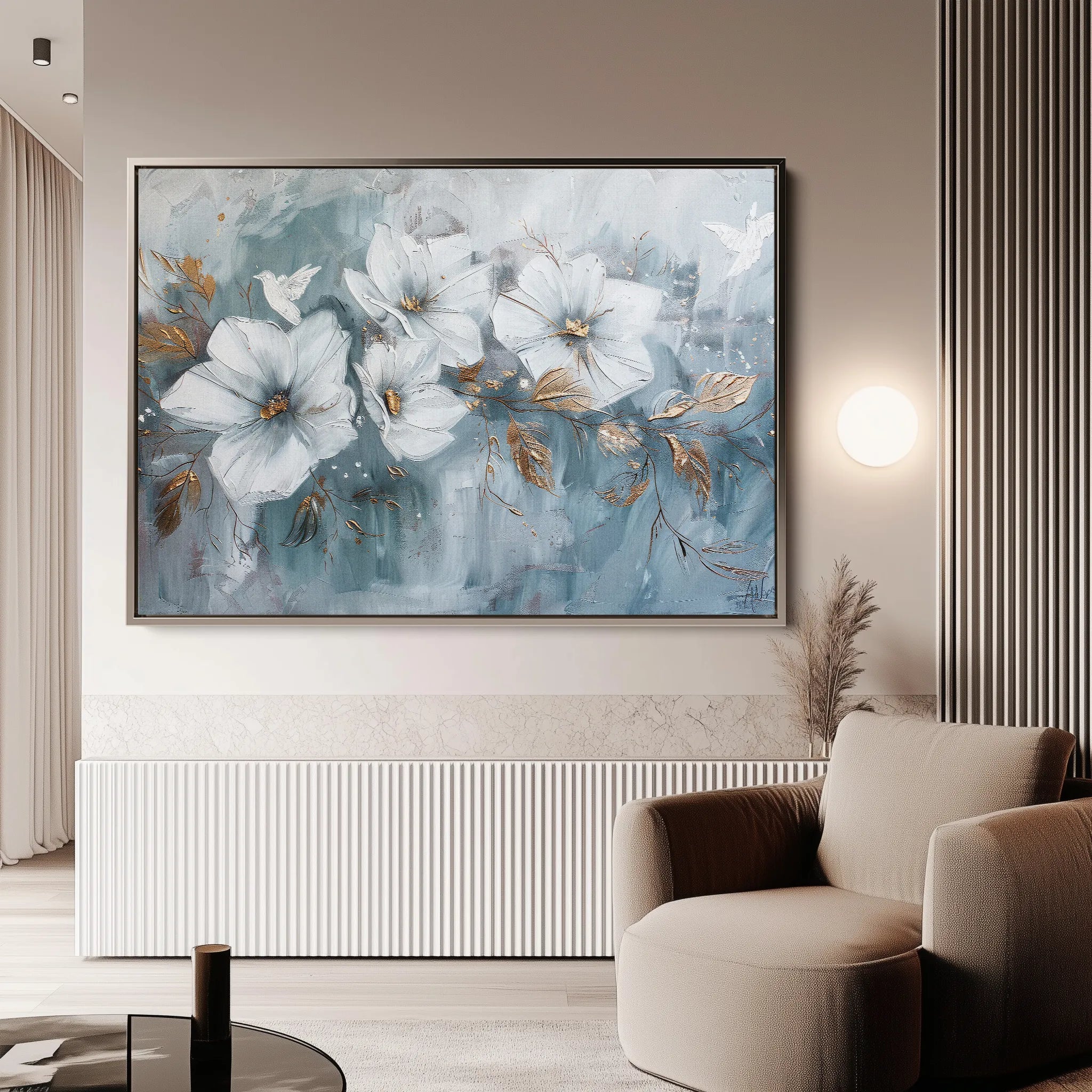 Floral 391 Canvas Art 60 x 40 cm / Black