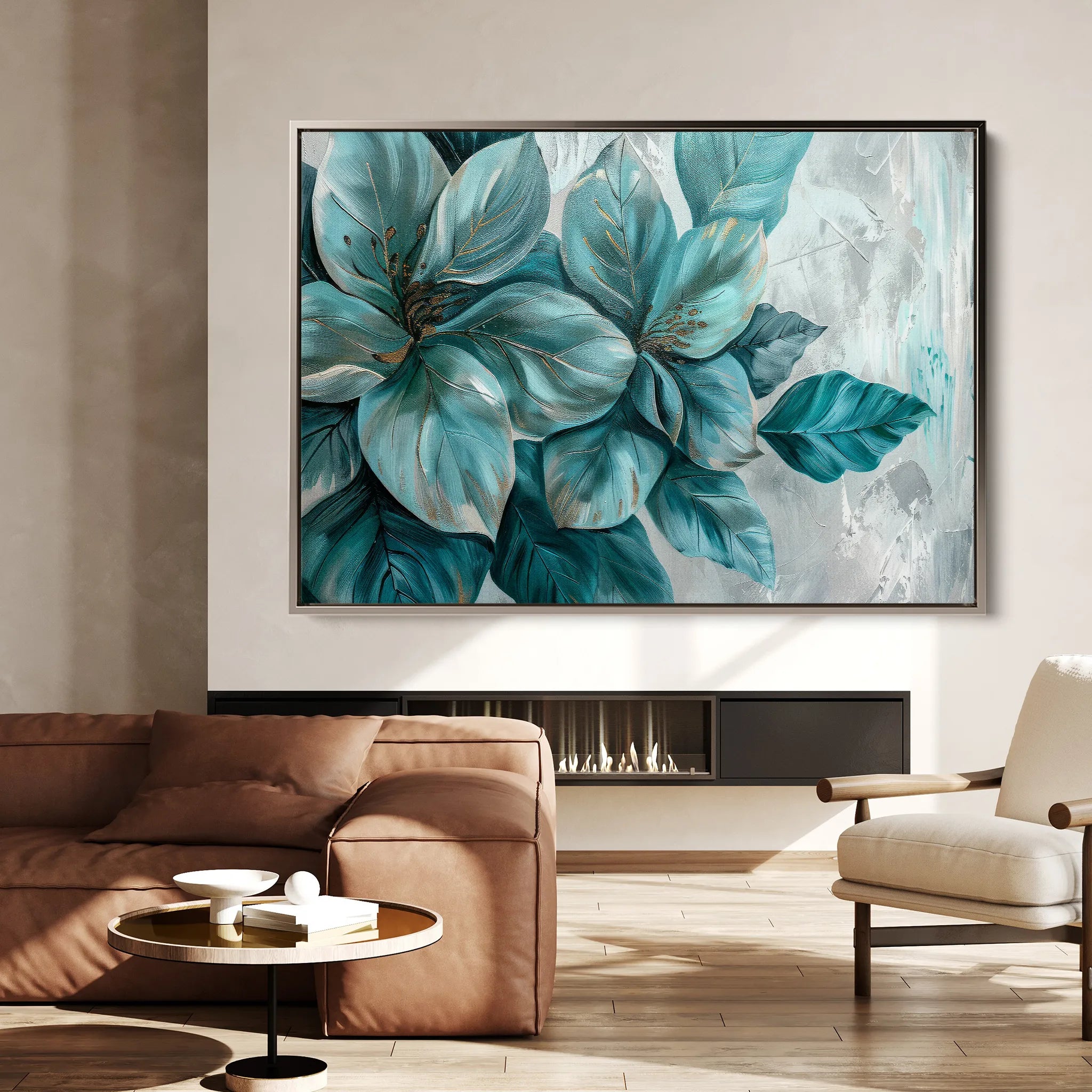 Floral 393 Canvas Art 60 x 40 cm / Black