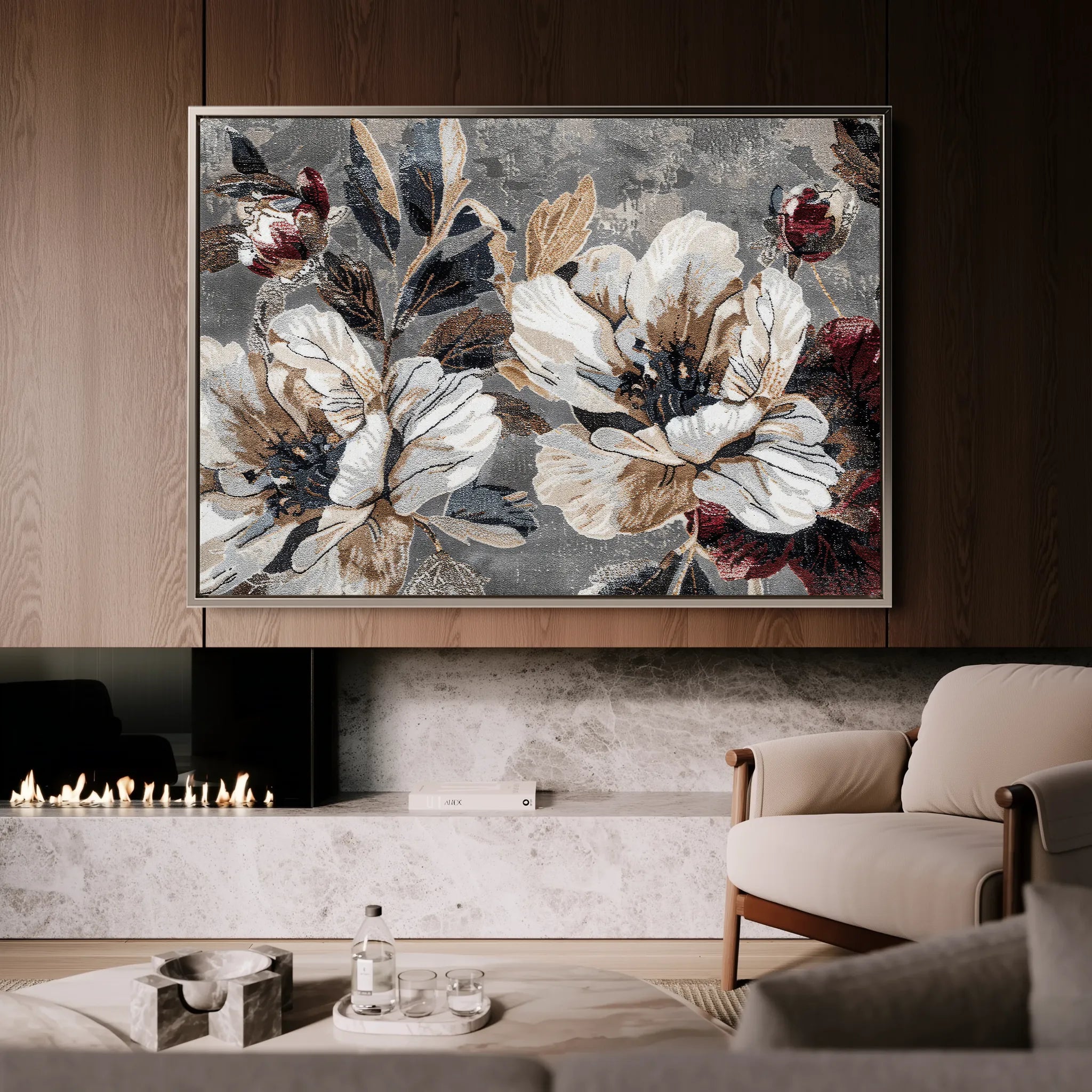 Floral 395 Canvas Art 60 x 40 cm / Black