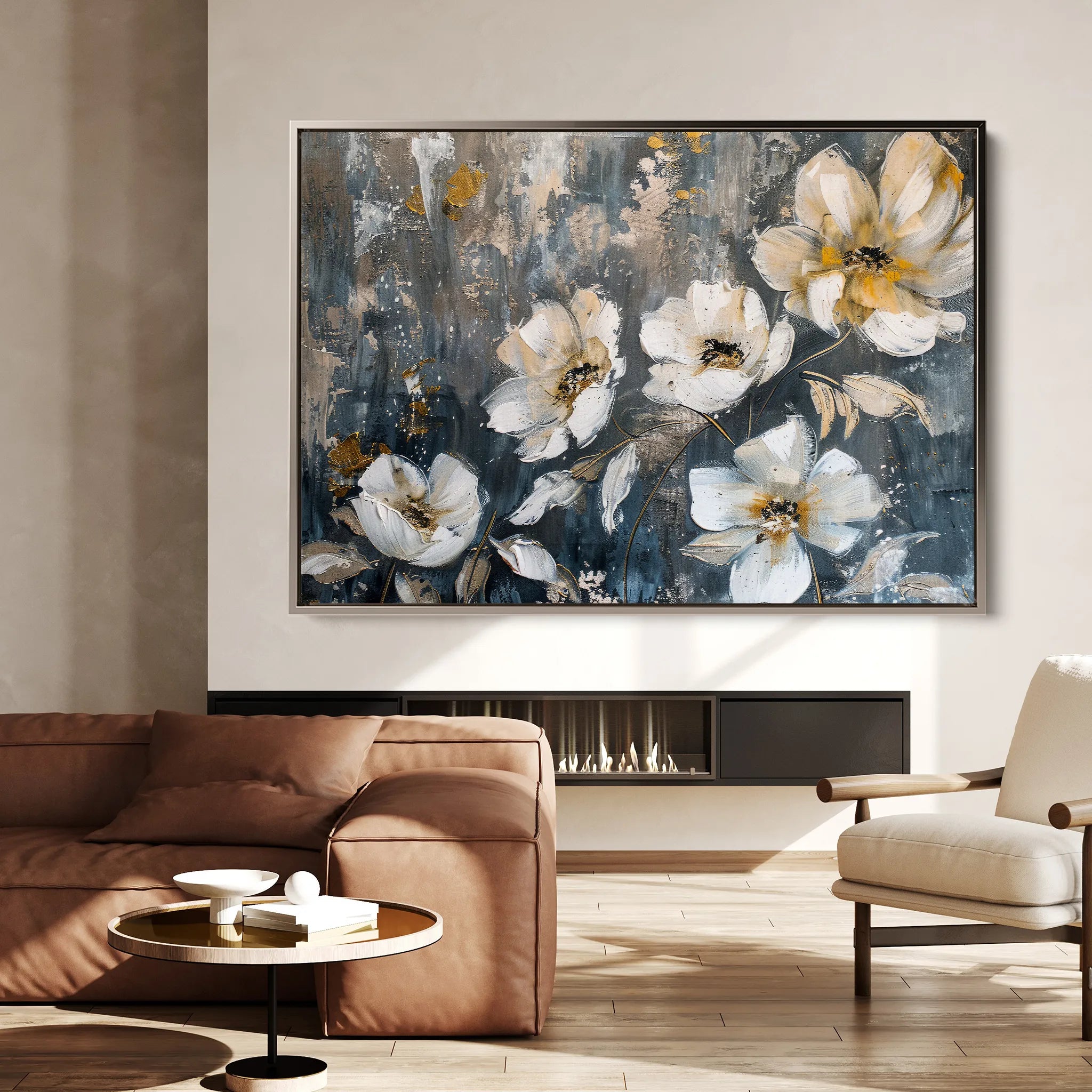 Floral 399 Canvas Art 60 x 40 cm / Black