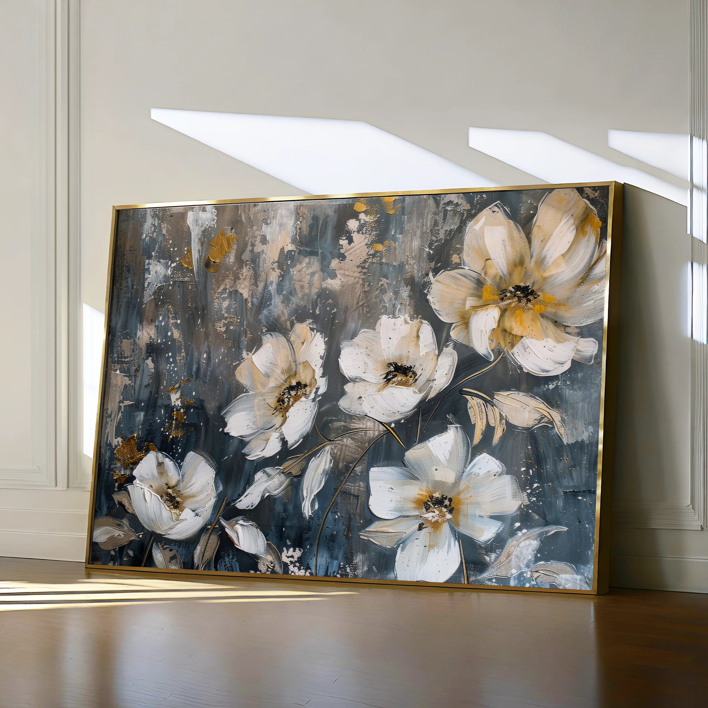 Floral 399 Canvas Art 60 x 40 cm / Black