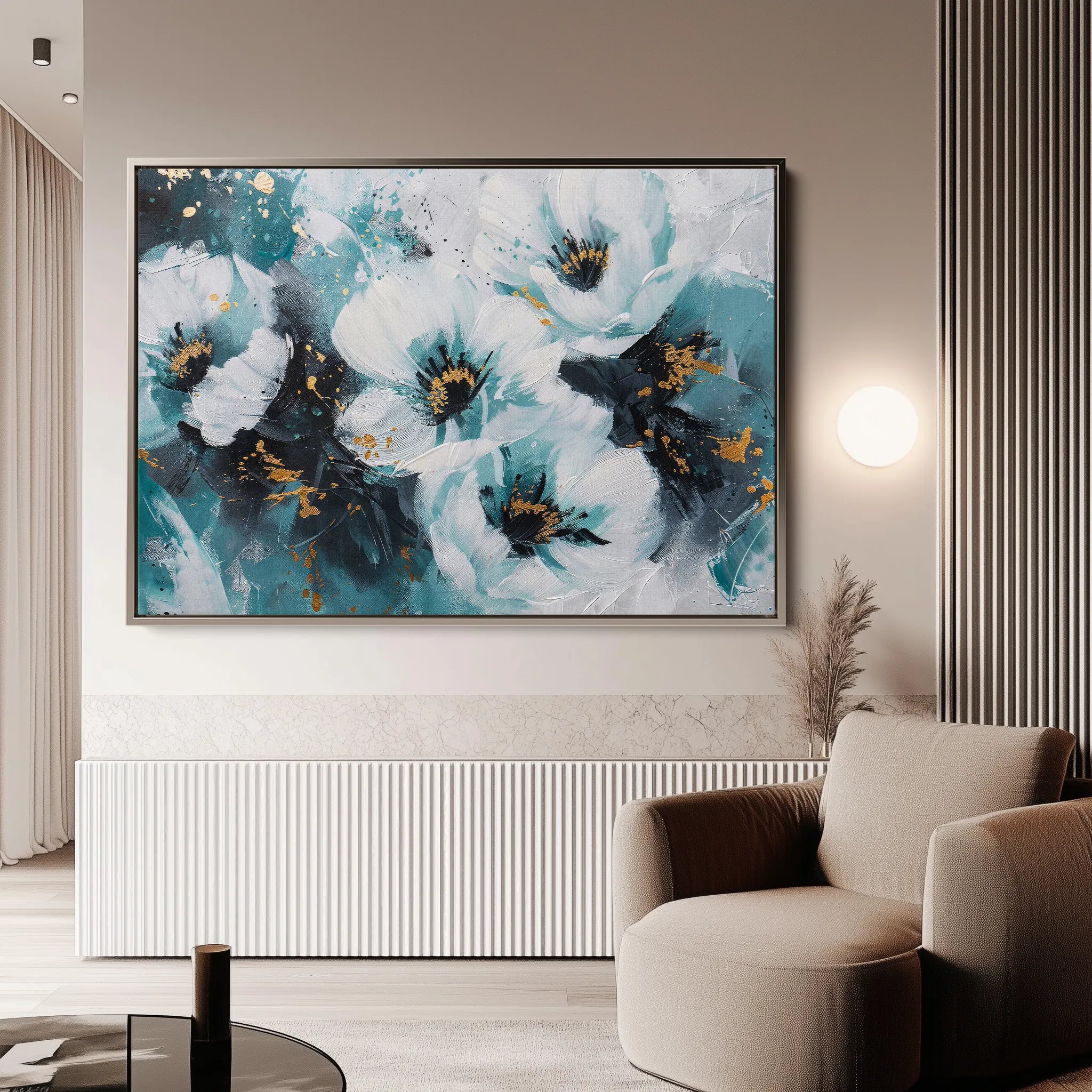 Floral 400 Canvas Art 60 x 40 cm / Black