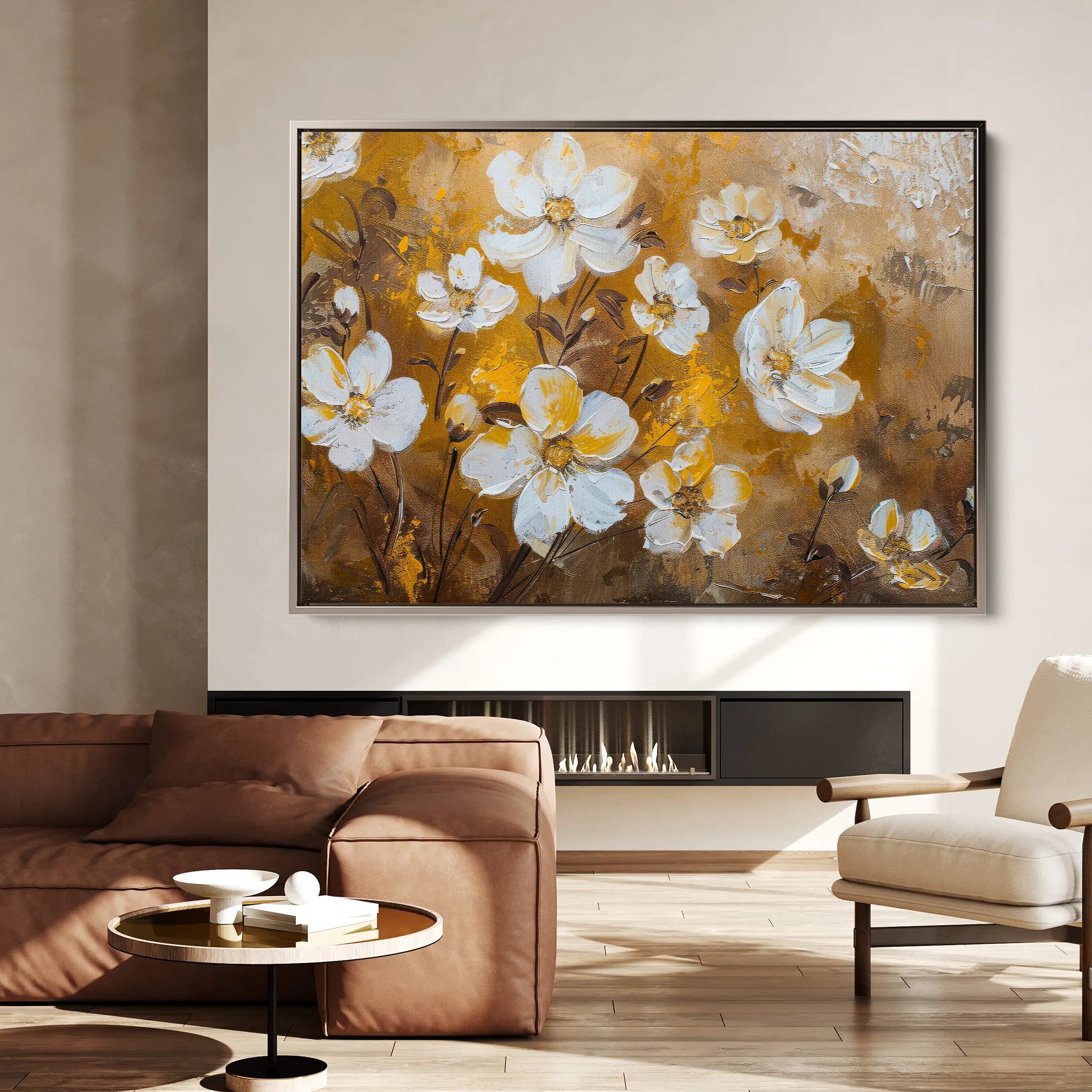 Floral 402 Canvas Art 60 x 40 cm / Black
