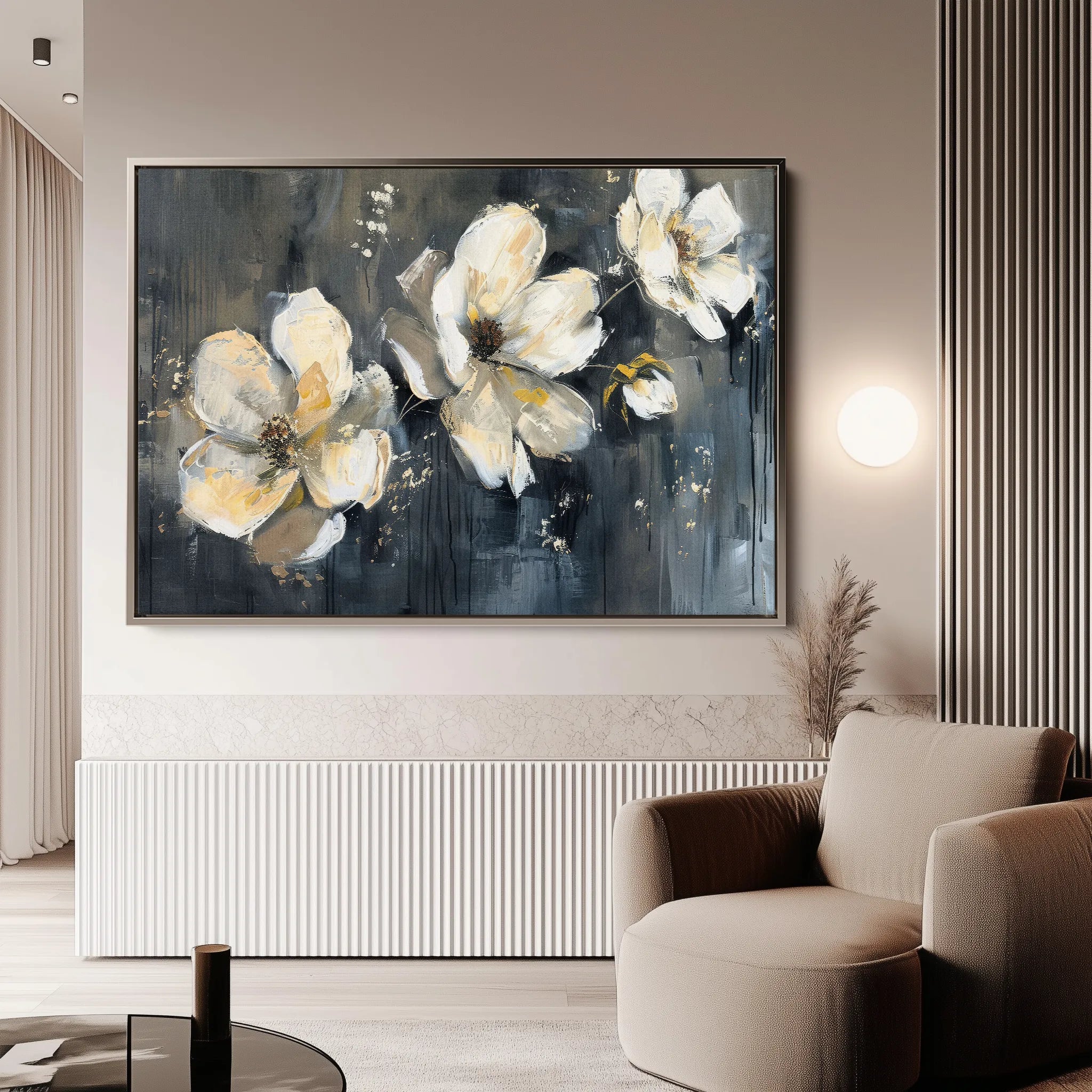 Floral 406 Canvas Art 60 x 40 cm / Black