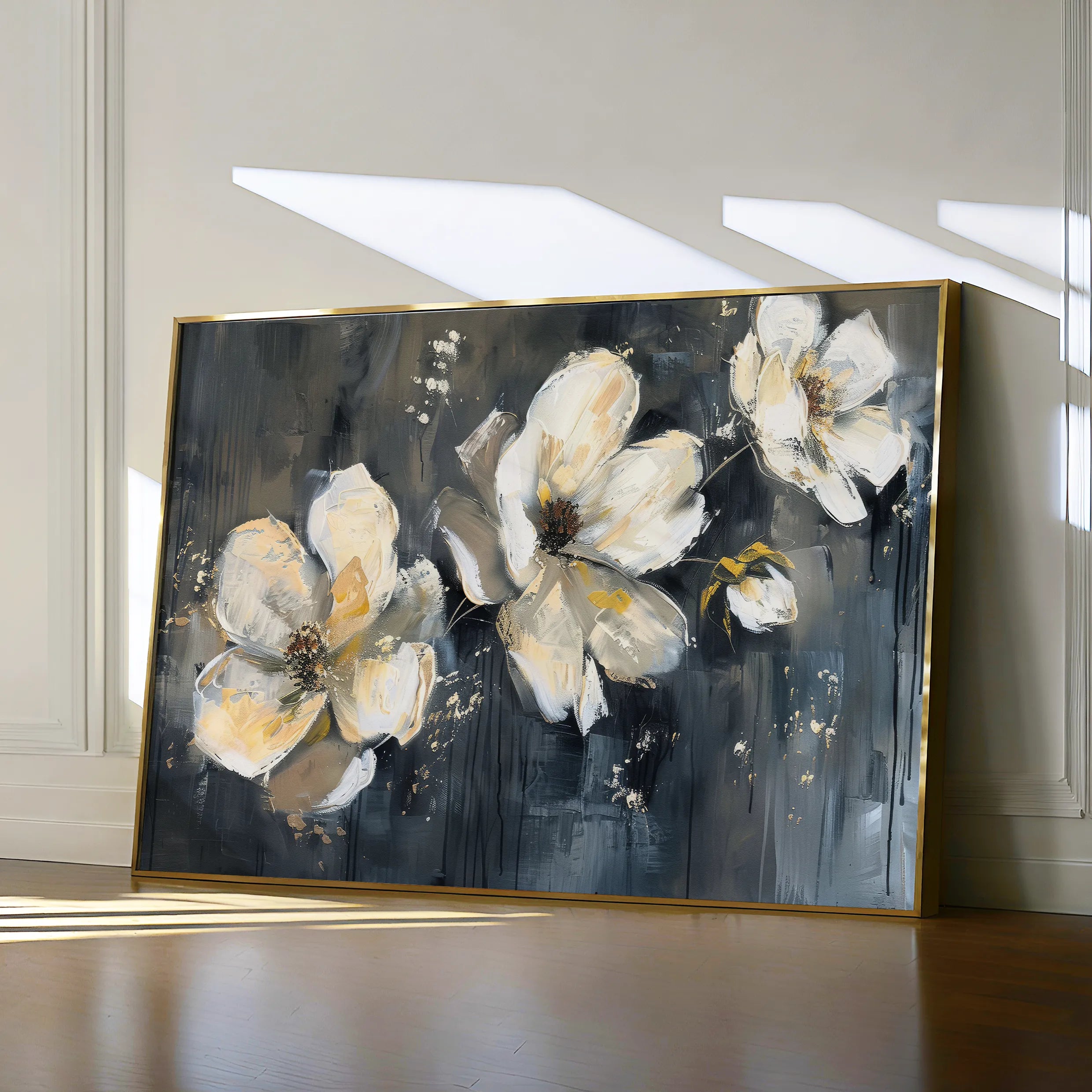 Floral 406 Canvas Art 60 x 40 cm / Black