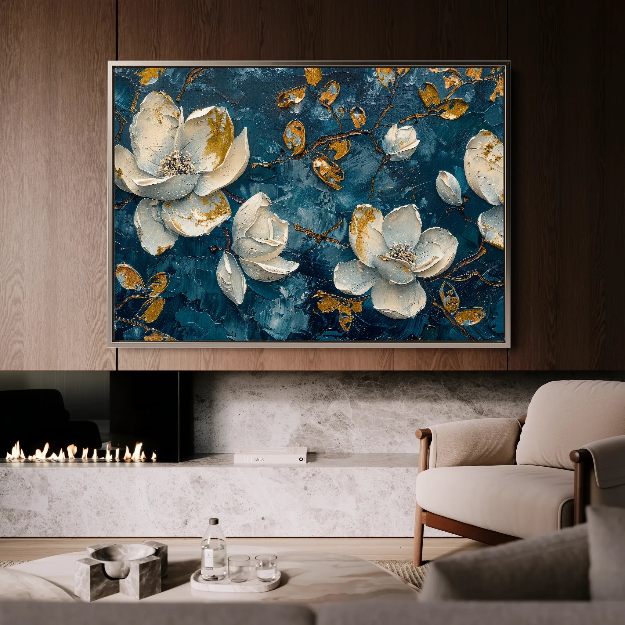 Floral 408 Canvas Art 60 x 40 cm / Black