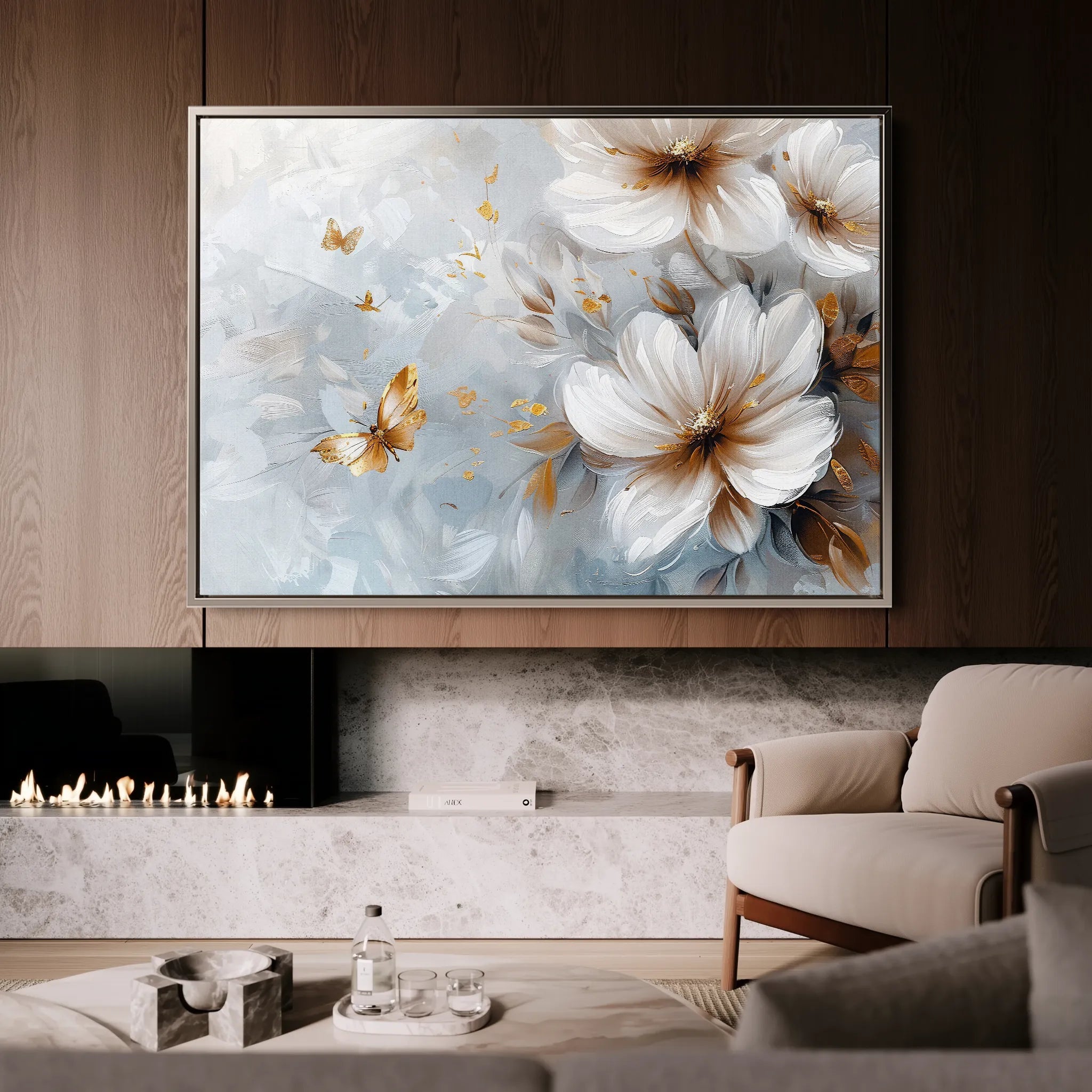 Floral 414 Canvas Art 60 x 40 cm / Black