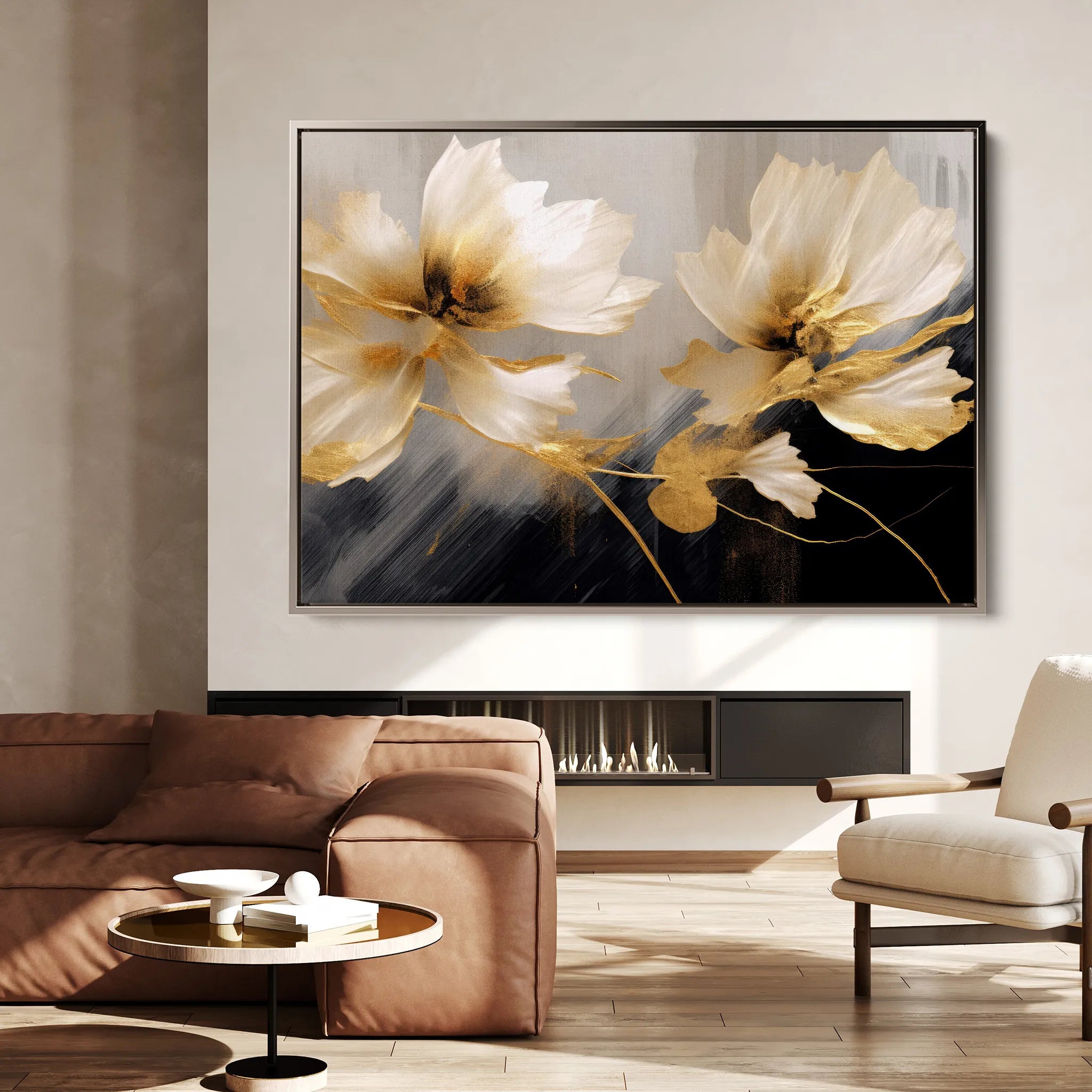 Floral 421 Canvas Art 60 x 40 cm / Black