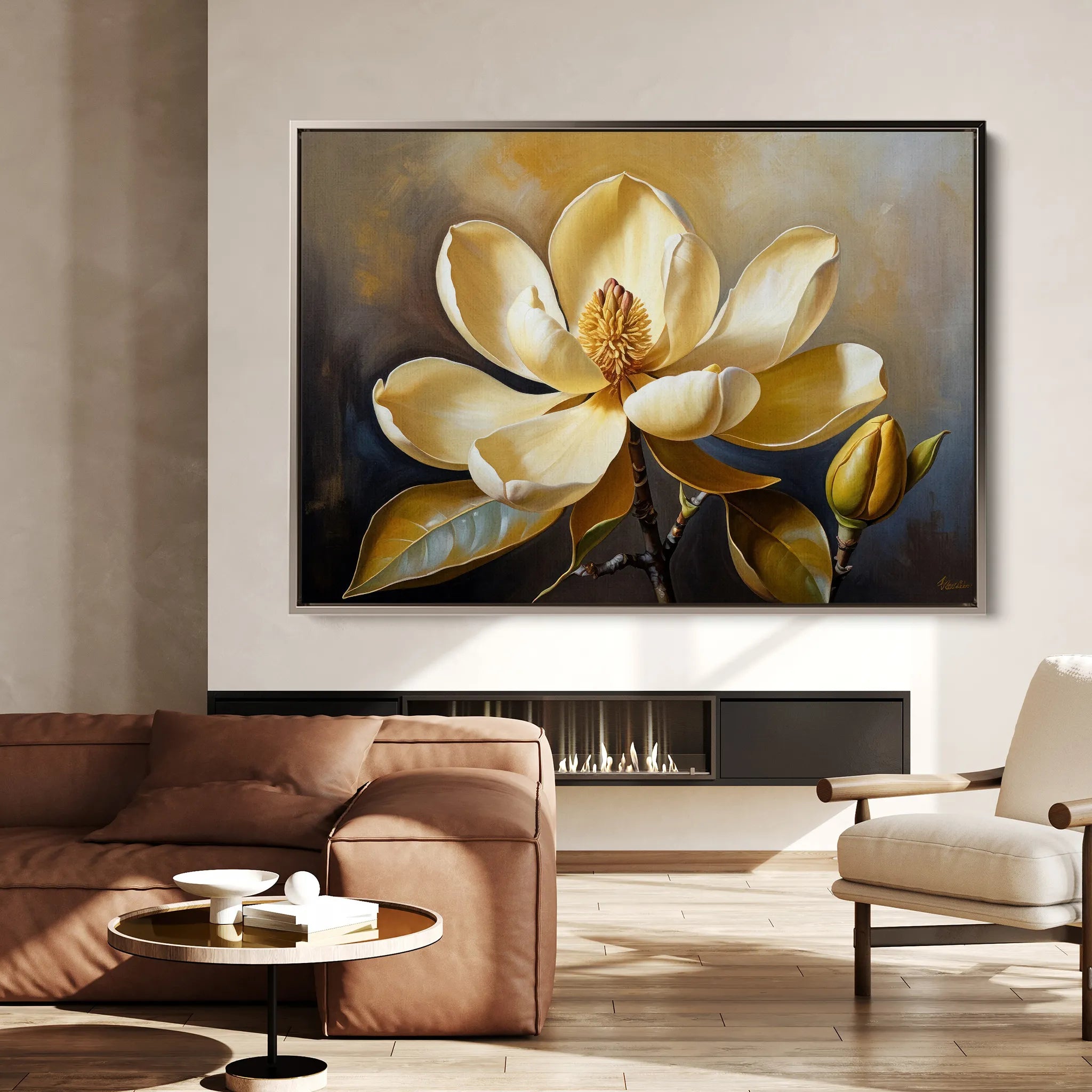 Floral 424 Canvas Art 60 x 40 cm / Black