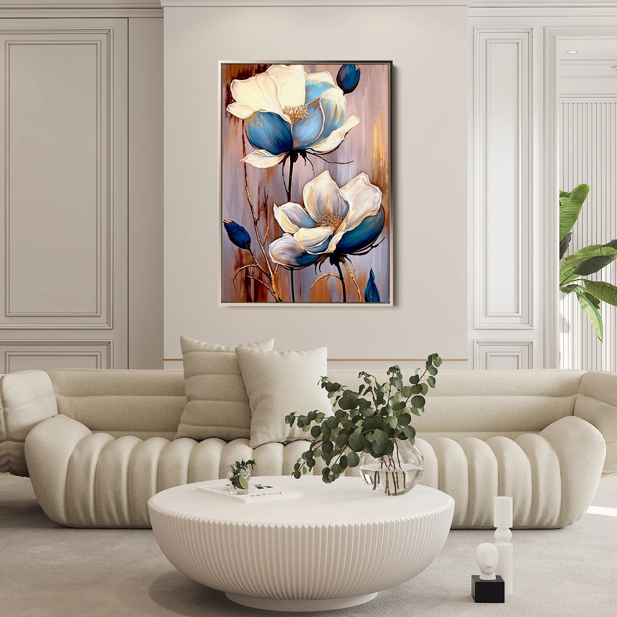 Floral 432 Canvas Art 60 x 40 cm / Black