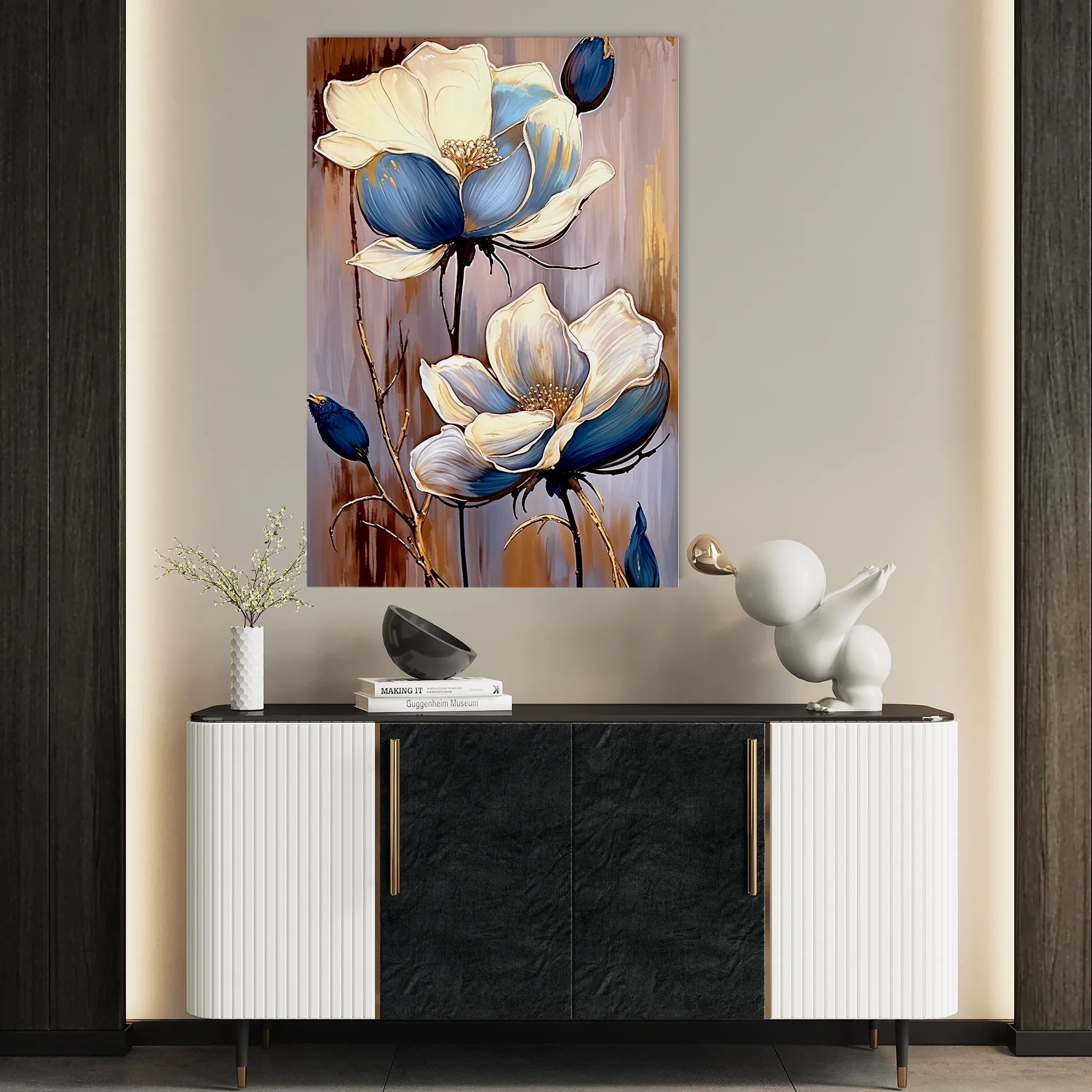 Floral 432 Canvas Art 60 x 40 cm / Black