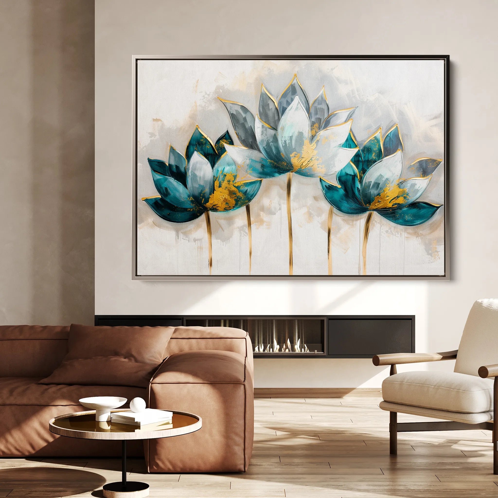 Floral 435 Canvas Art 60 x 40 cm / Black