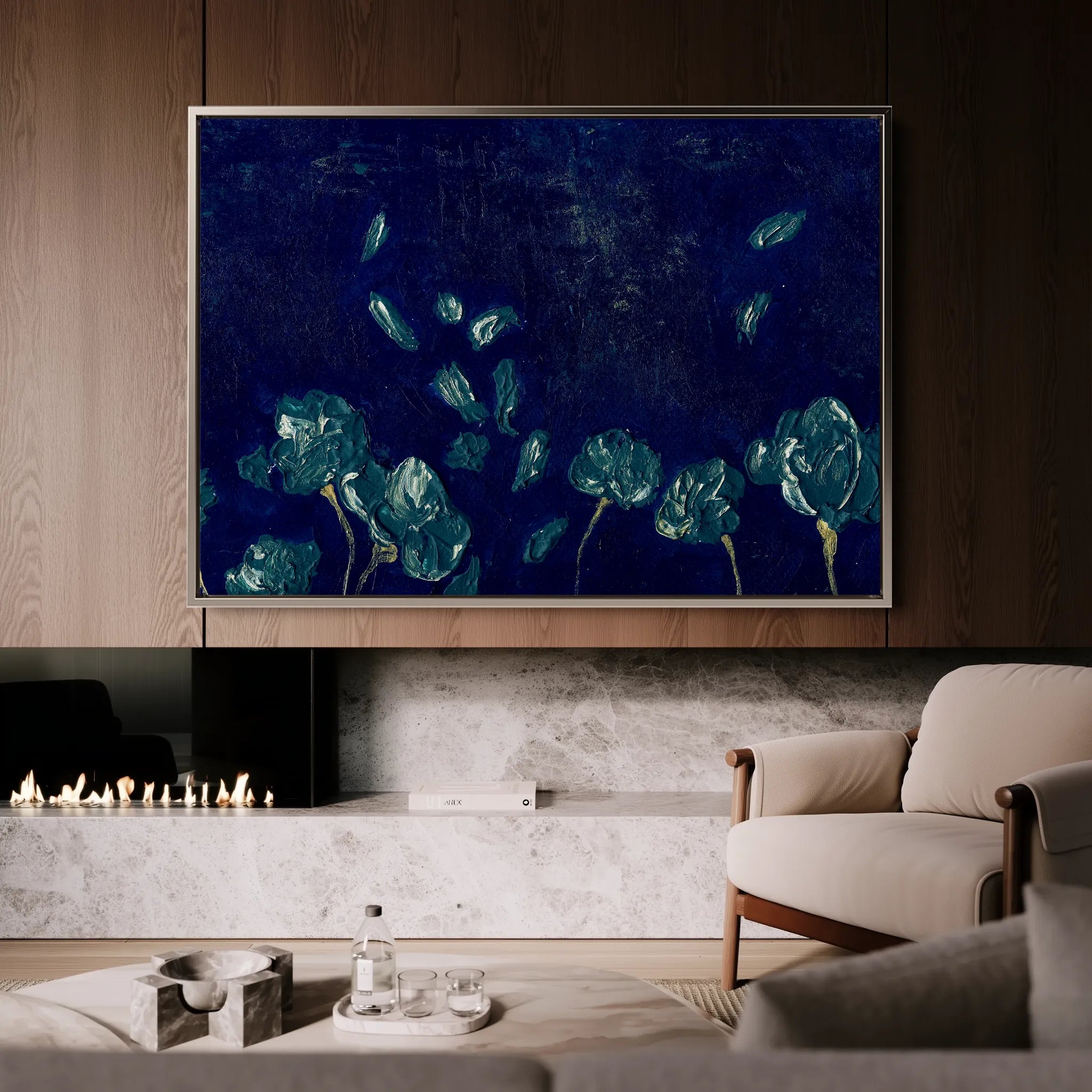 Floral 443 Canvas Art 60 x 40 cm / Black