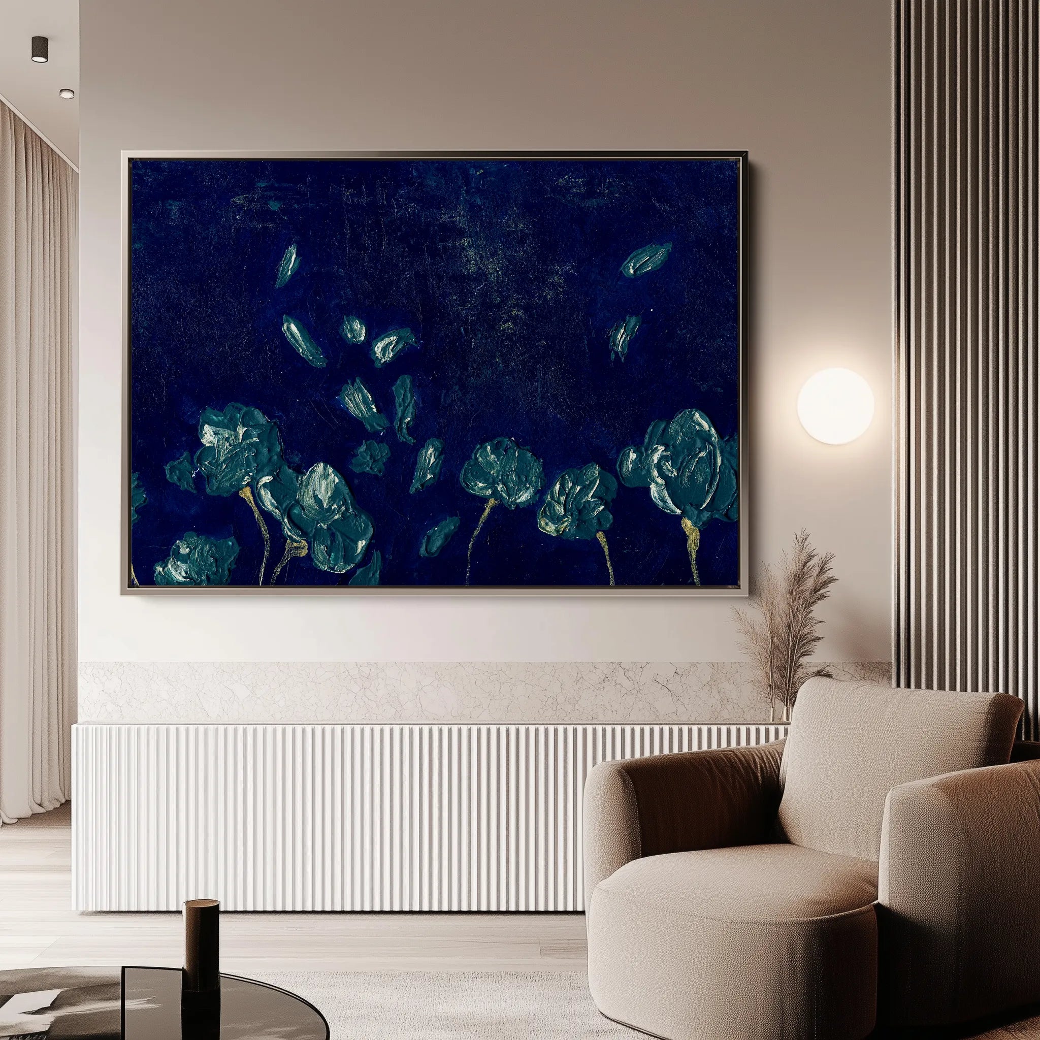 Floral 443 Canvas Art 60 x 40 cm / Black