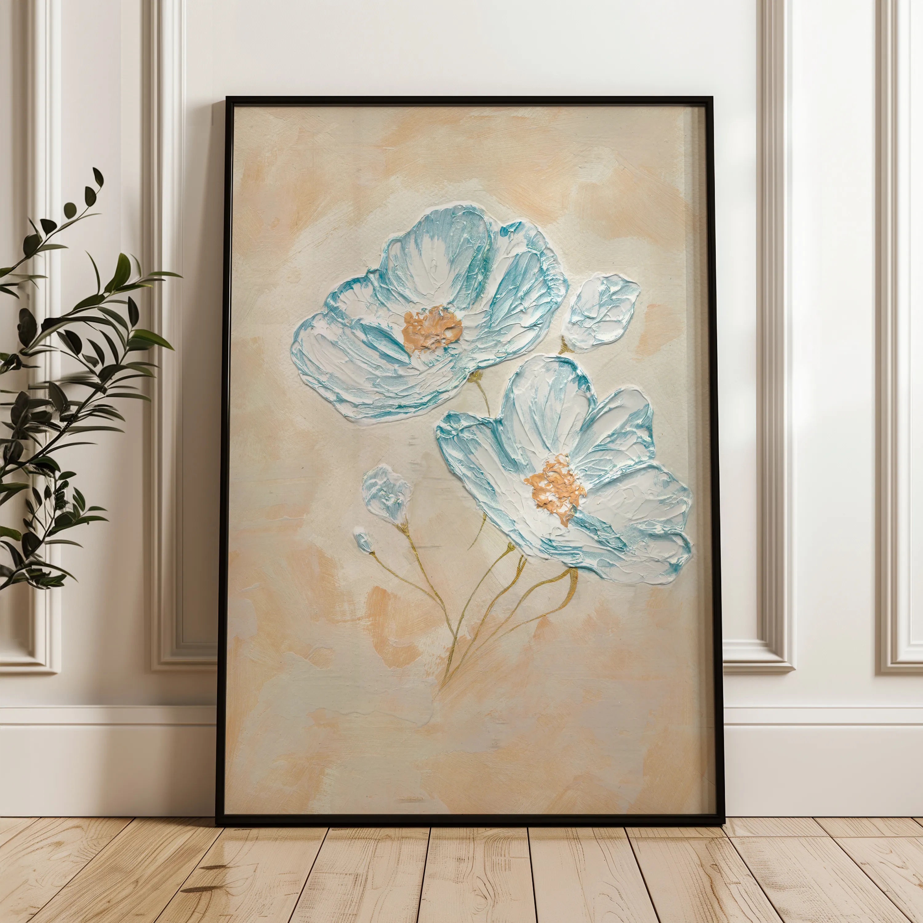 Floral 444 Canvas Art 60 x 40 cm / Black