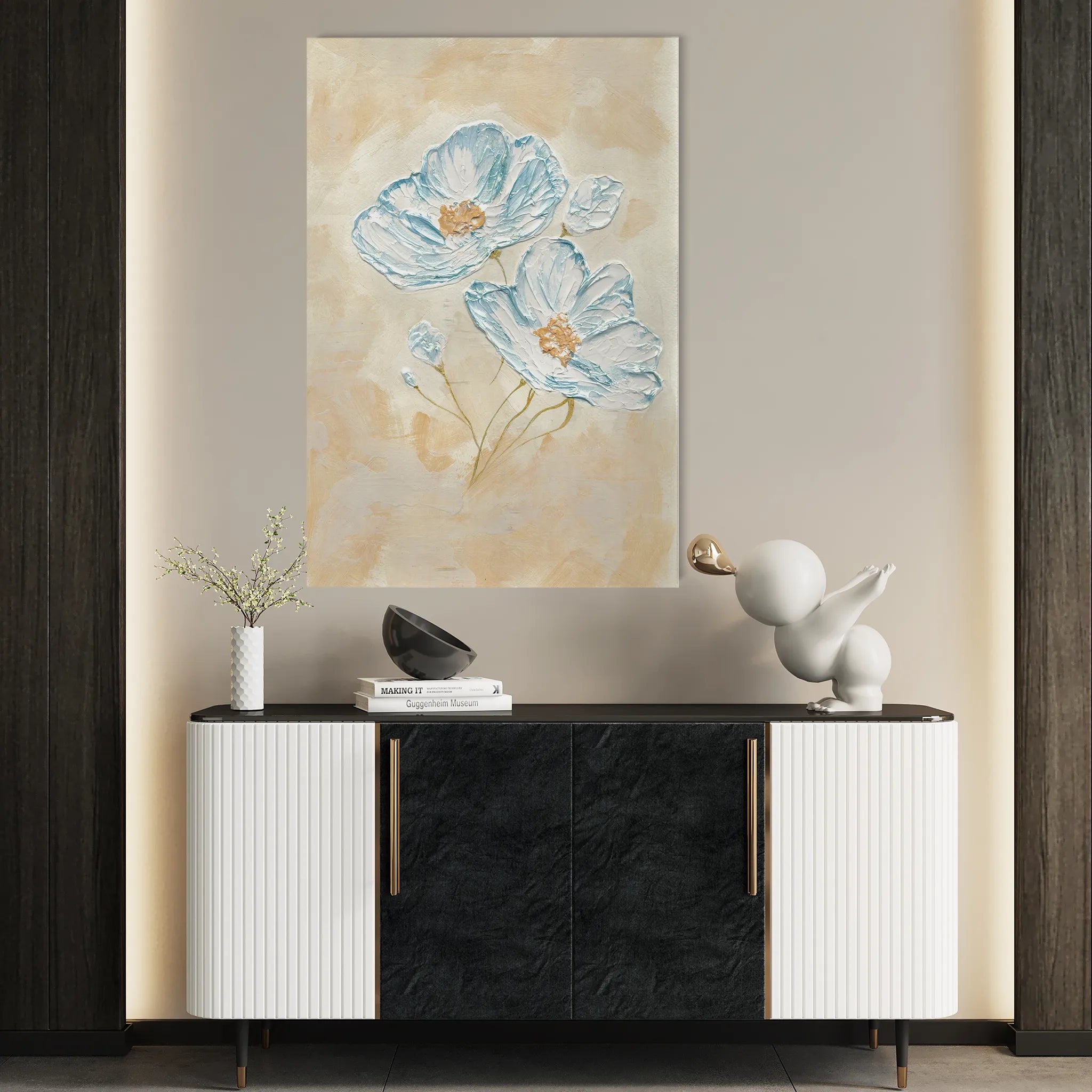 Floral 444 Canvas Art 60 x 40 cm / Black