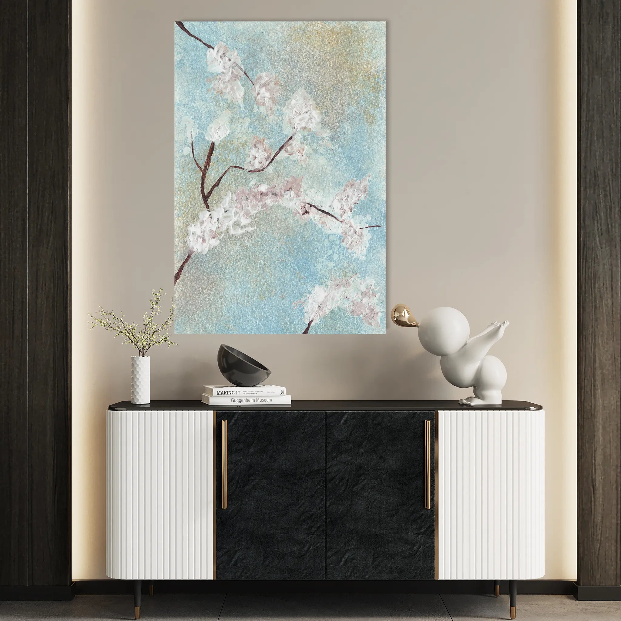 Floral 445 Canvas Art 60 x 40 cm / Black