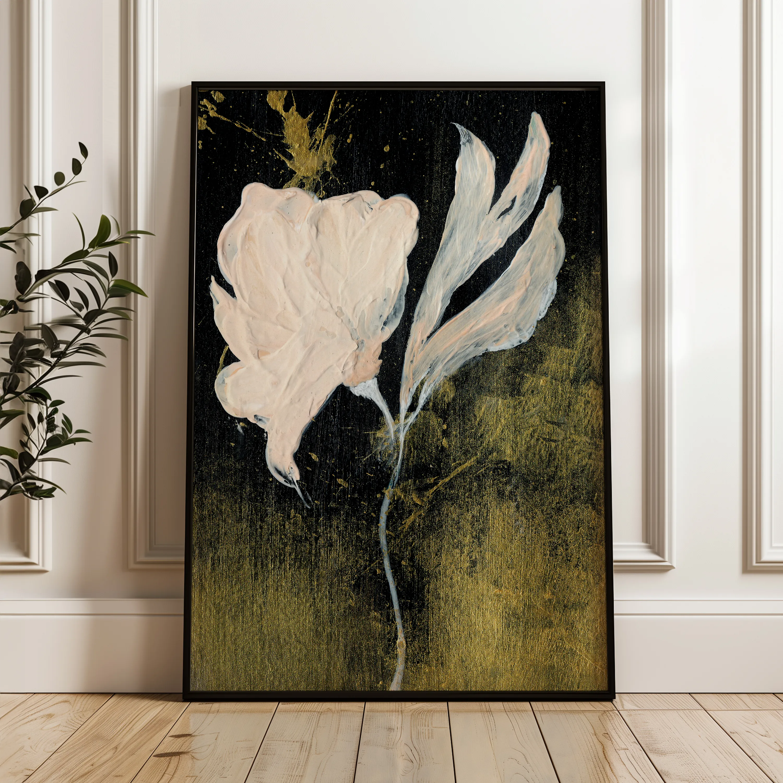 Floral 448 Canvas Art 60 x 40 cm / Black