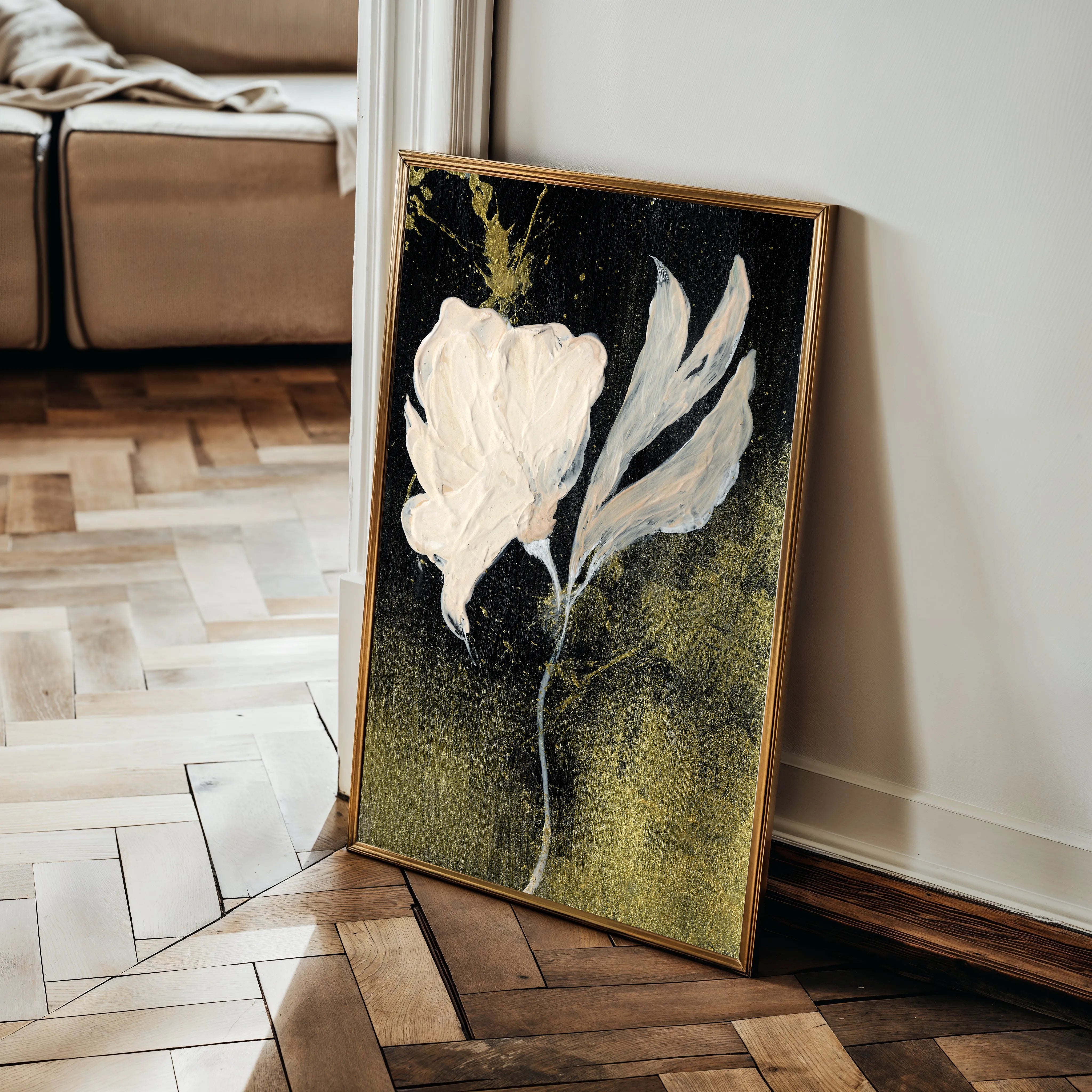 Floral 448 Canvas Art 60 x 40 cm / Black