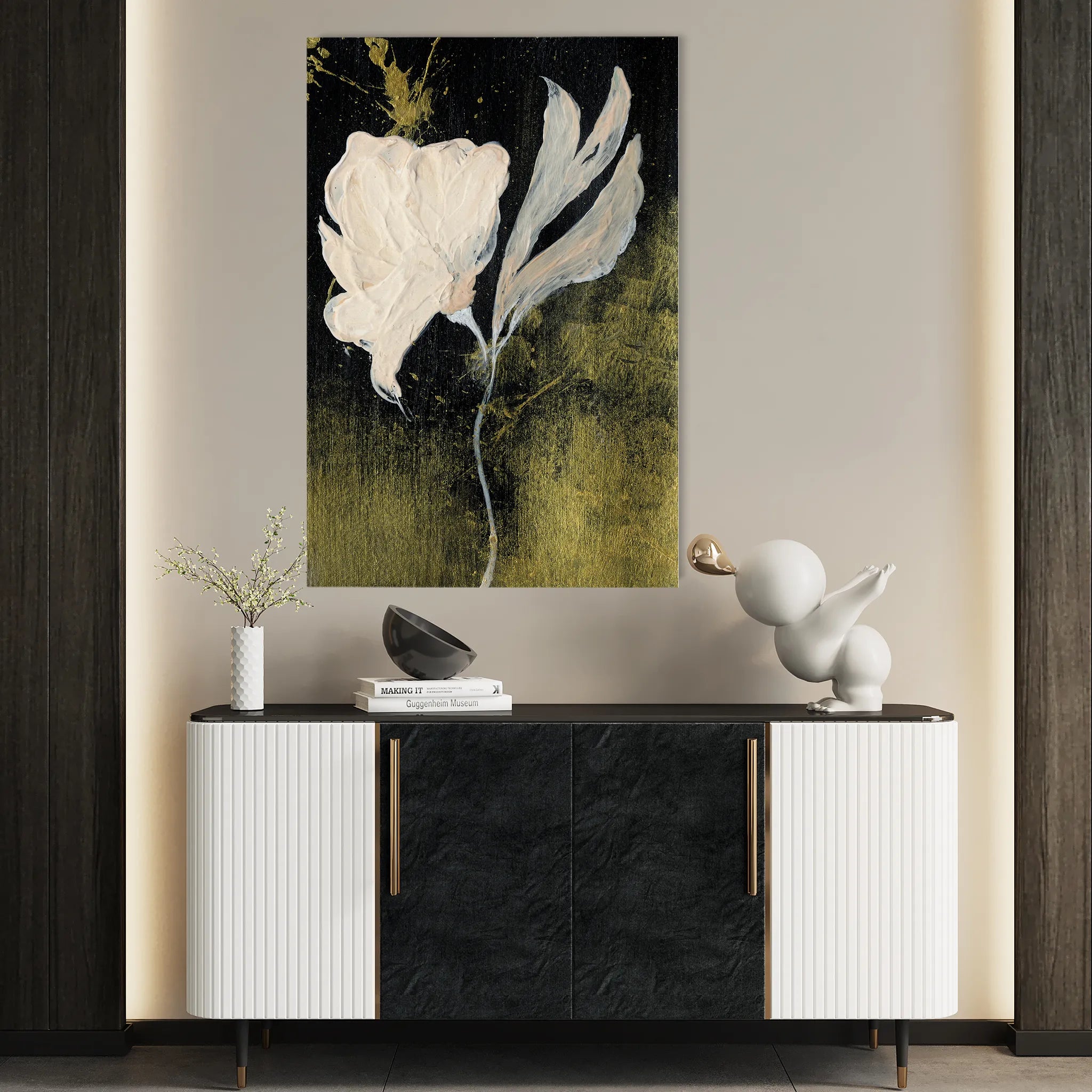 Floral 448 Canvas Art 60 x 40 cm / Black