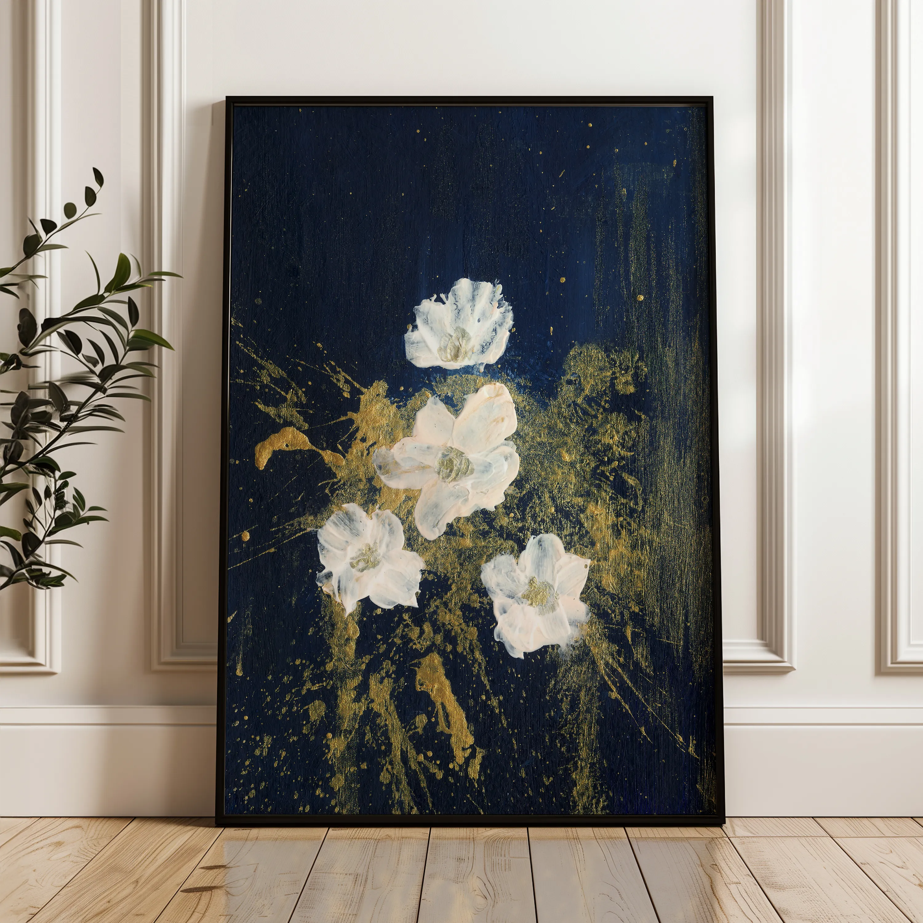 Floral 449 Canvas Art 60 x 40 cm / Black