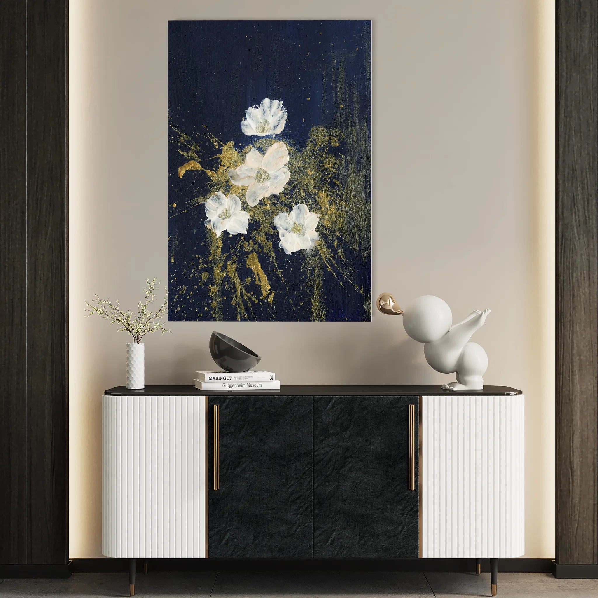 Floral 449 Canvas Art 60 x 40 cm / Black