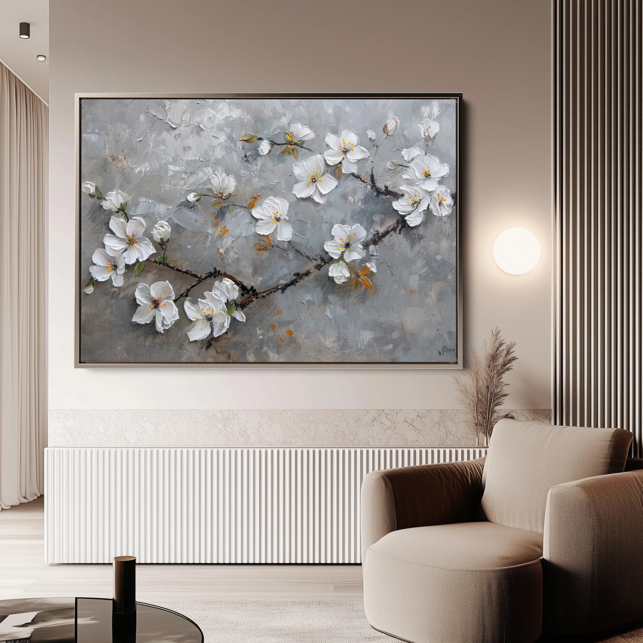 Floral 455 Canvas Art 60 x 40 cm / Black