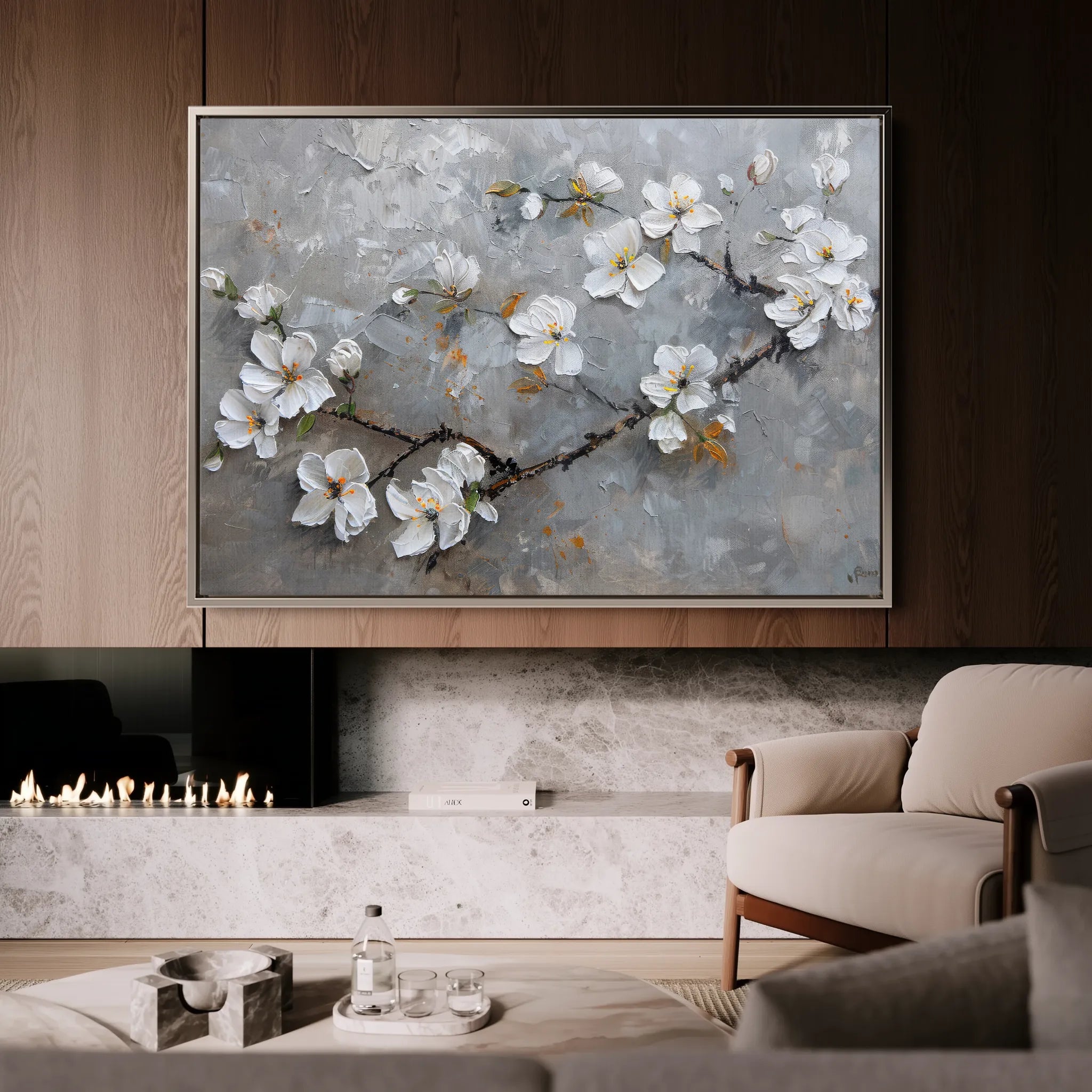 Floral 455 Canvas Art 60 x 40 cm / Black