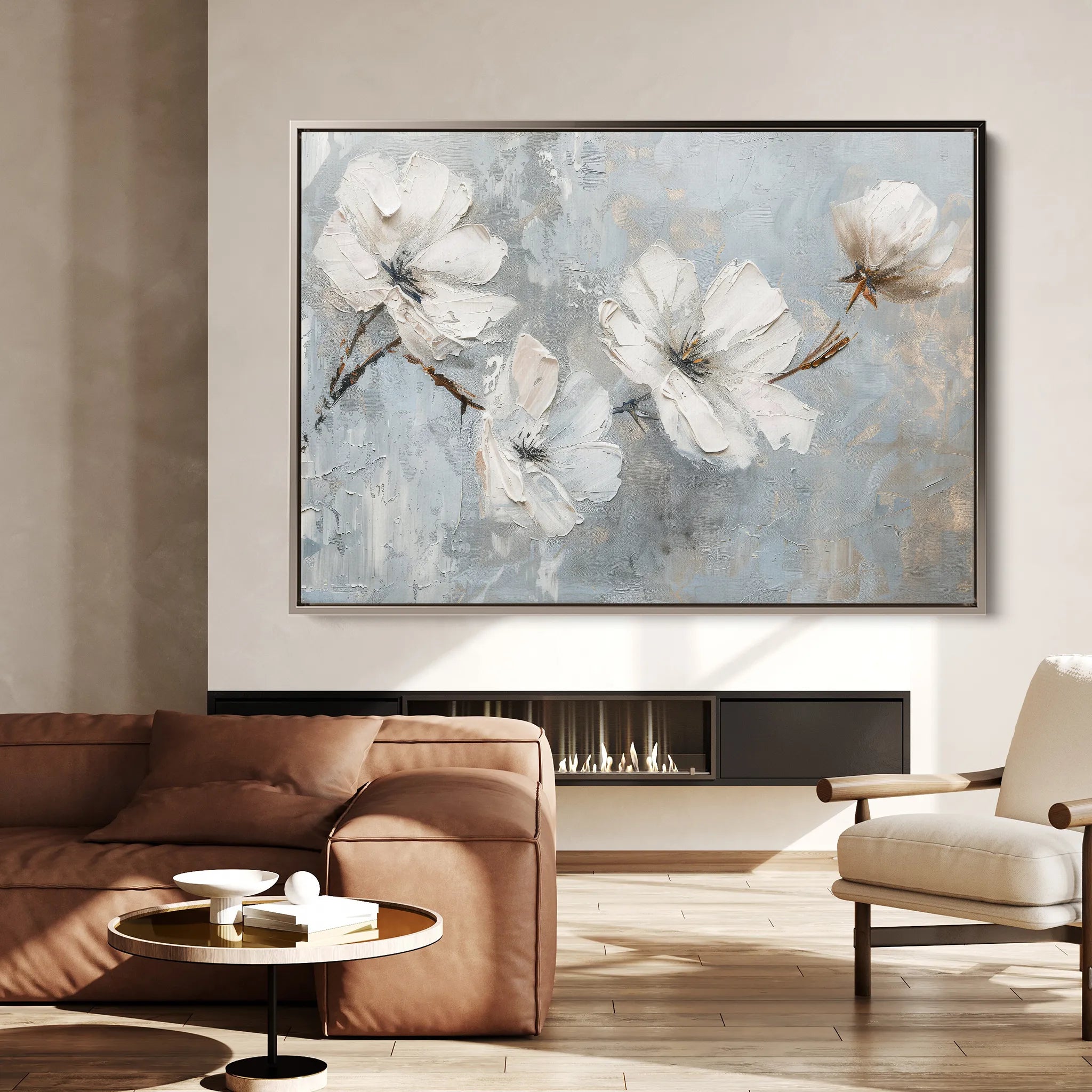 Floral 457 Canvas Art 60 x 40 cm / Black