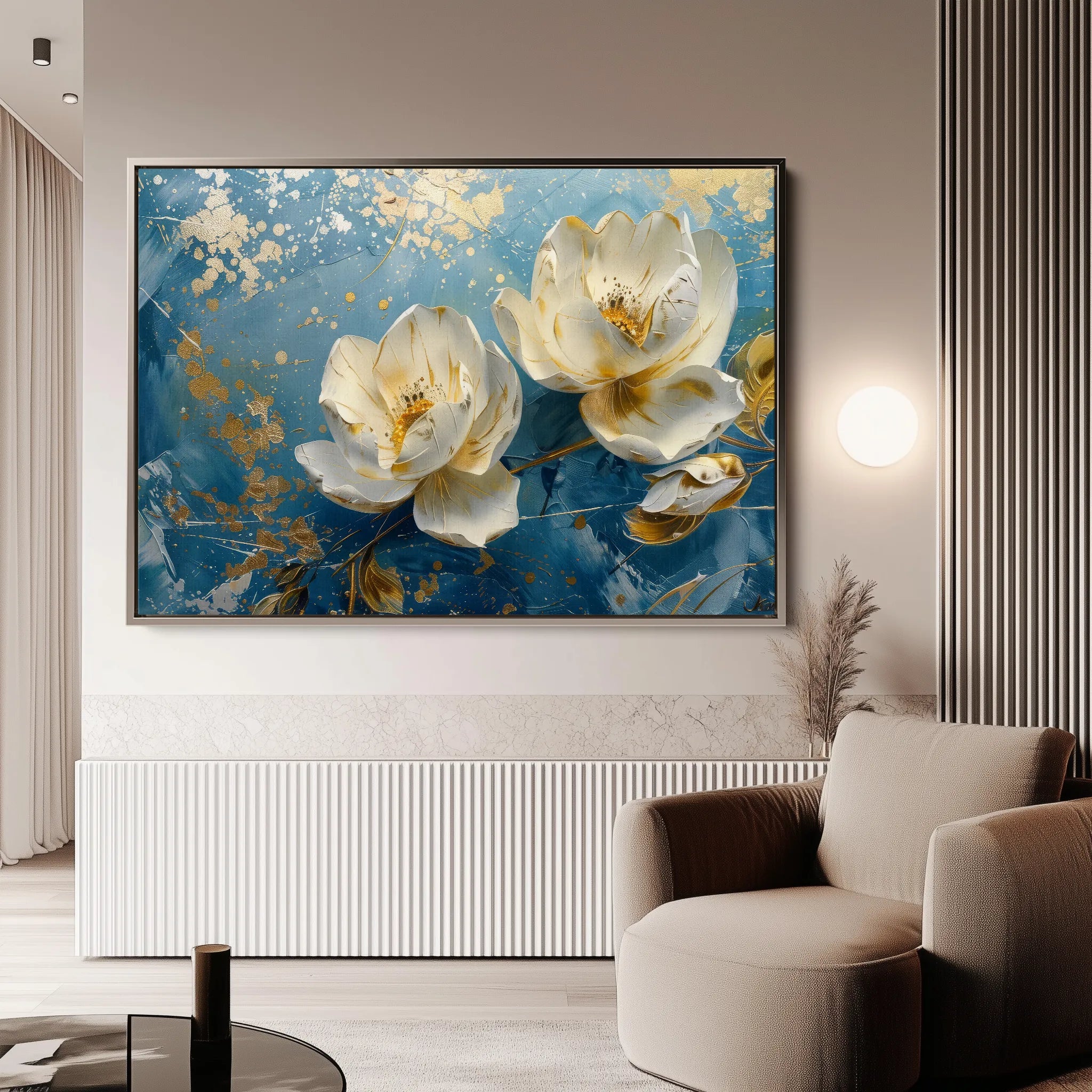 Floral 458 Canvas Art 60 x 40 cm / Black