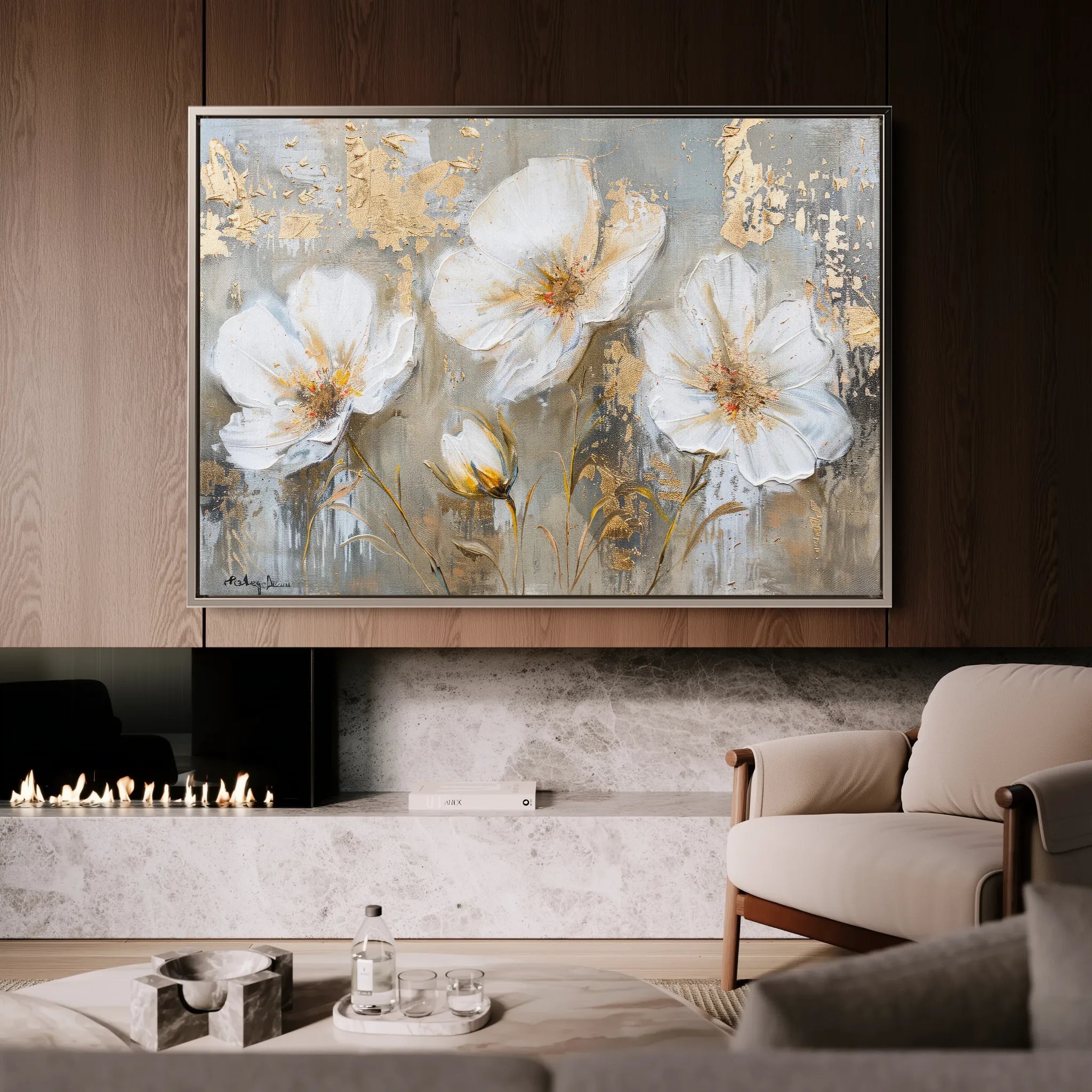 Floral 459 Canvas Art 60 x 40 cm / Black