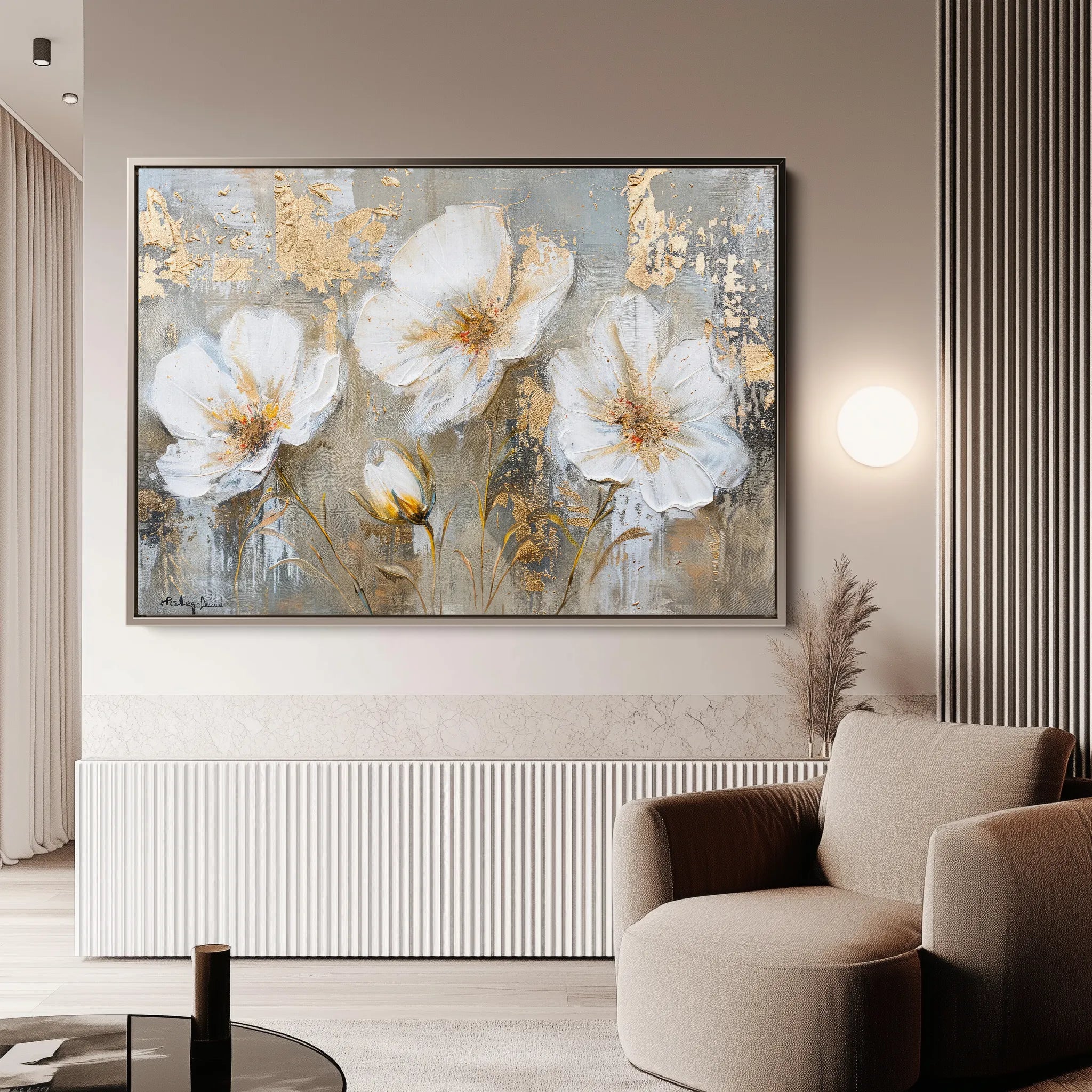 Floral 459 Canvas Art 60 x 40 cm / Black