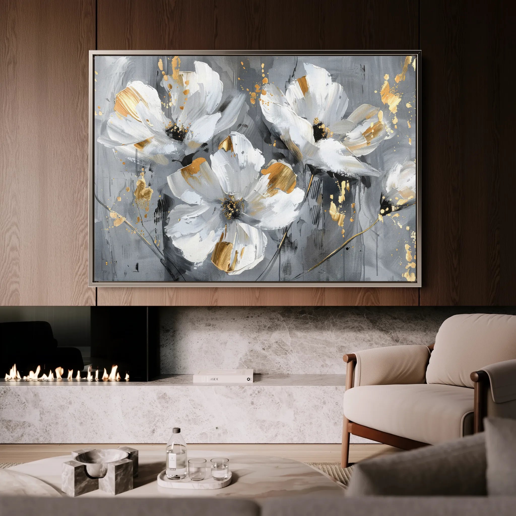 Floral 465 Canvas Art 60 x 40 cm / Black