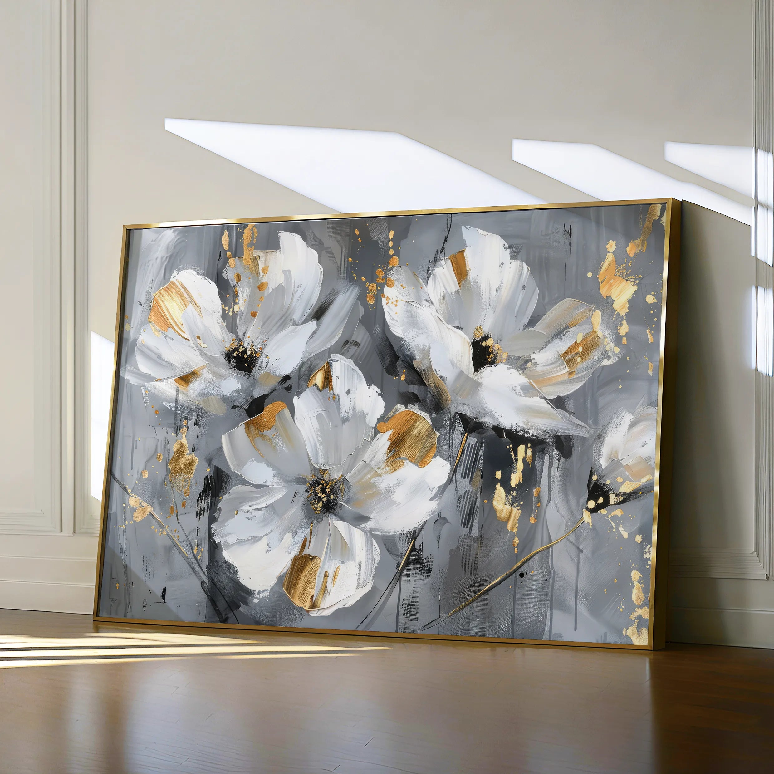 Floral 465 Canvas Art 60 x 40 cm / Black