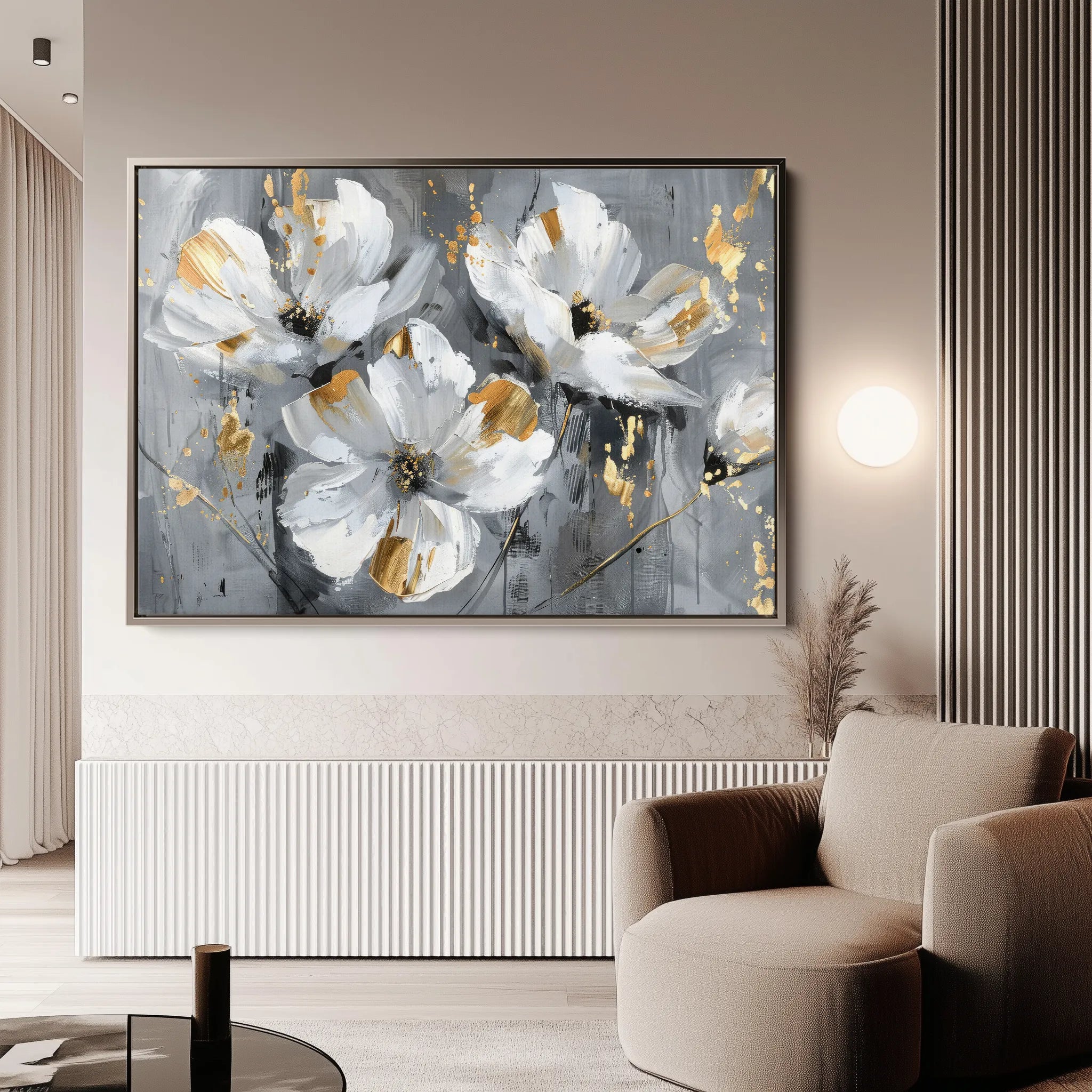 Floral 465 Canvas Art 60 x 40 cm / Black