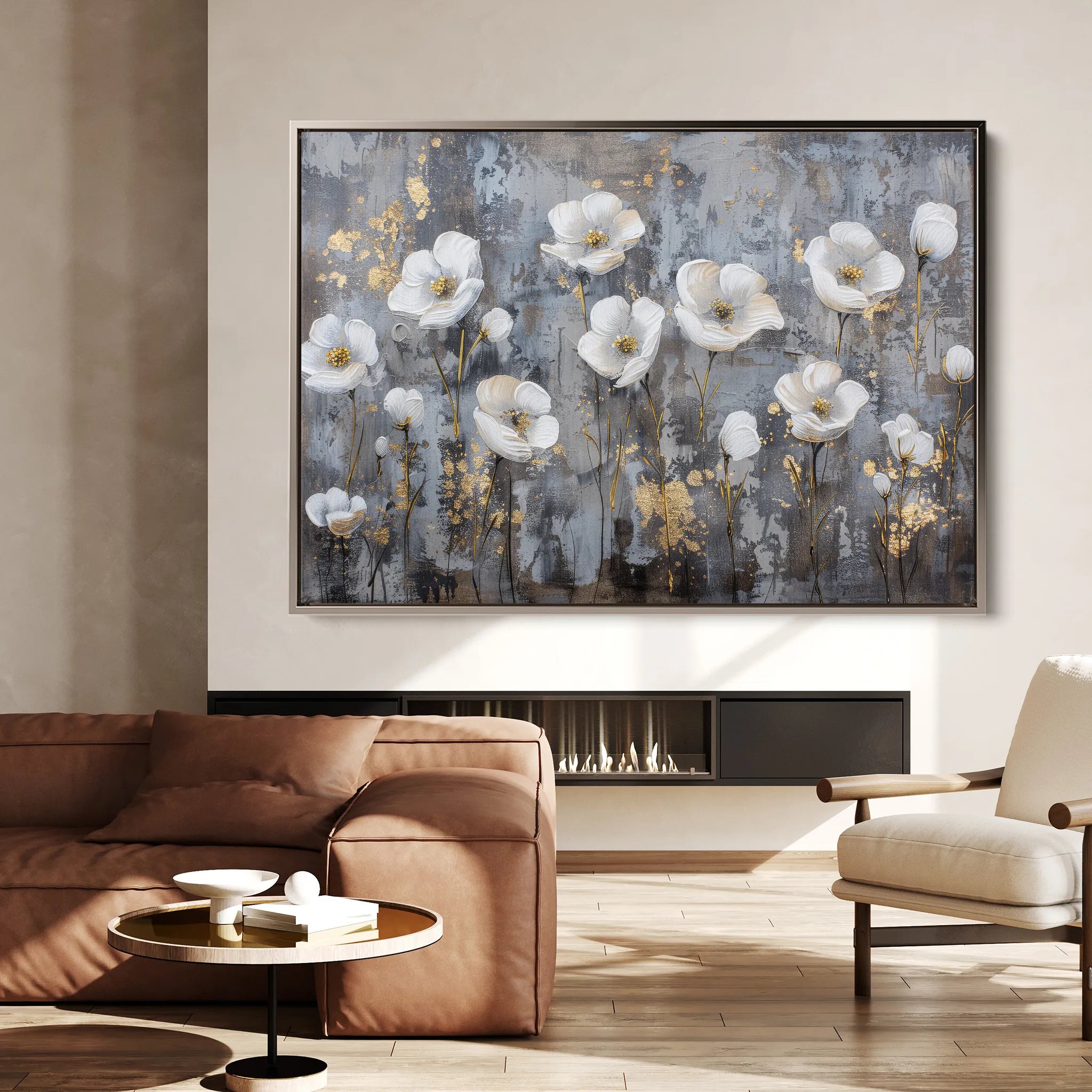 Floral 470 Canvas Art 60 x 40 cm / Black