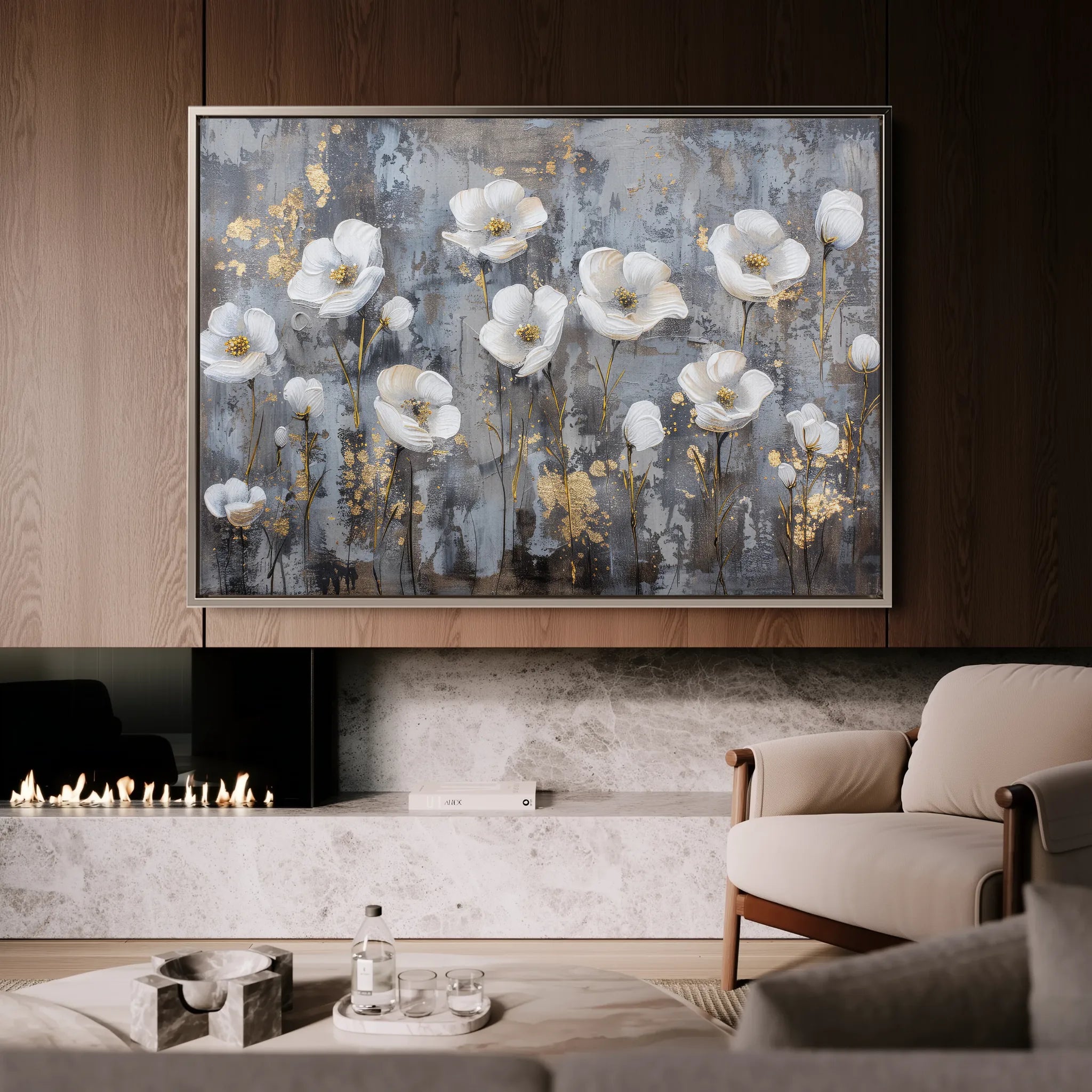 Floral 470 Canvas Art 60 x 40 cm / Black