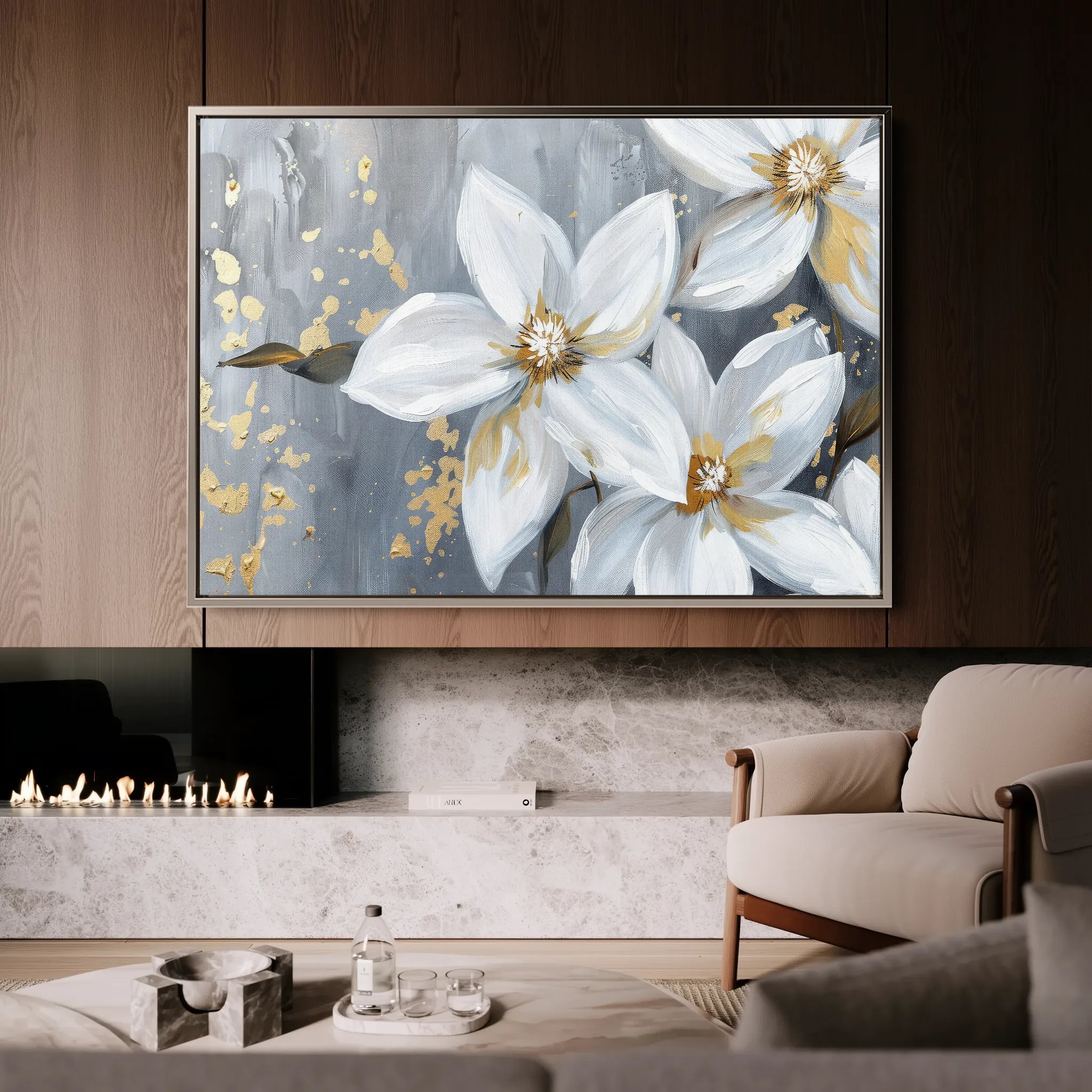 Floral 471 Canvas Art 60 x 40 cm / Black