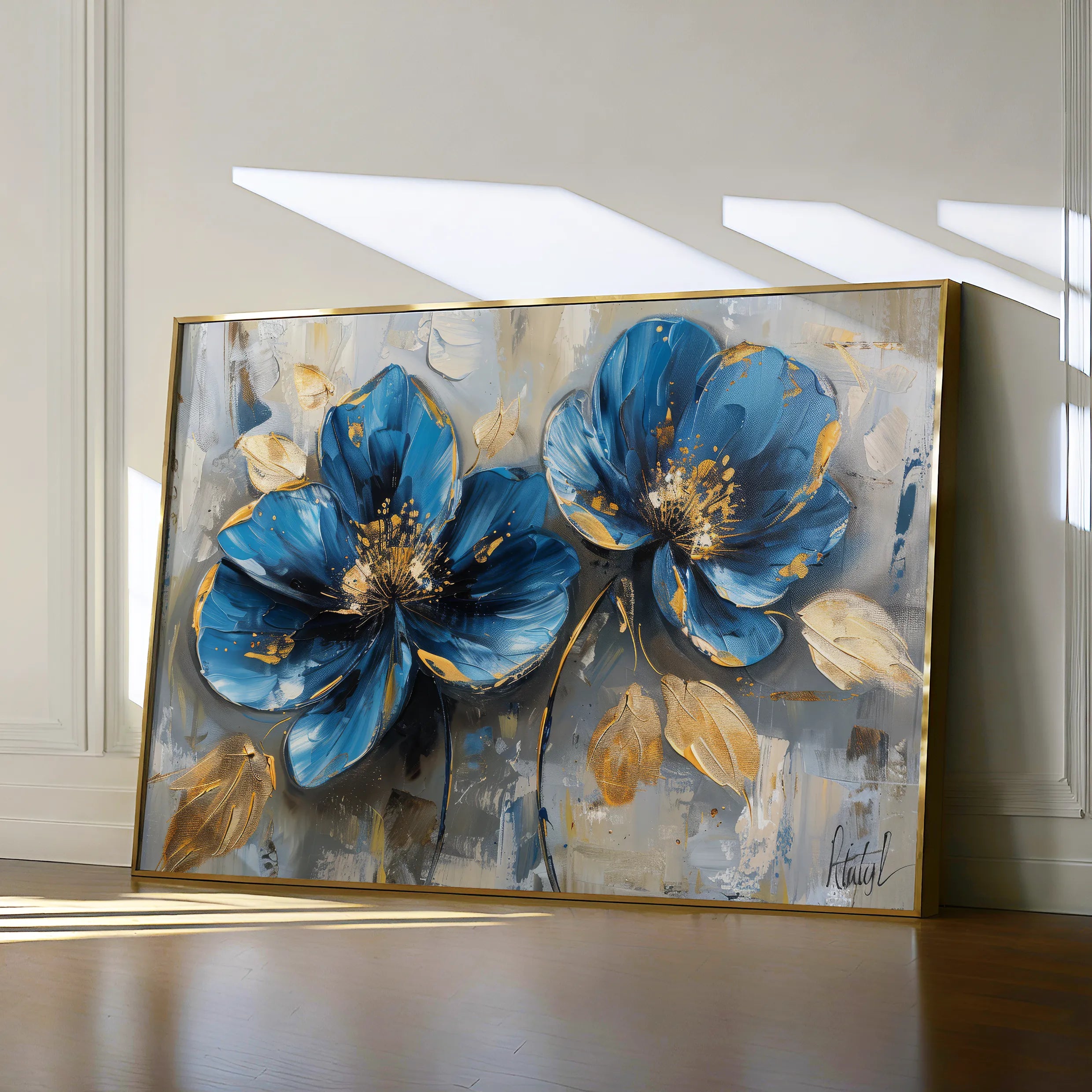 Floral 476 Canvas Art 60 x 40 cm / Black