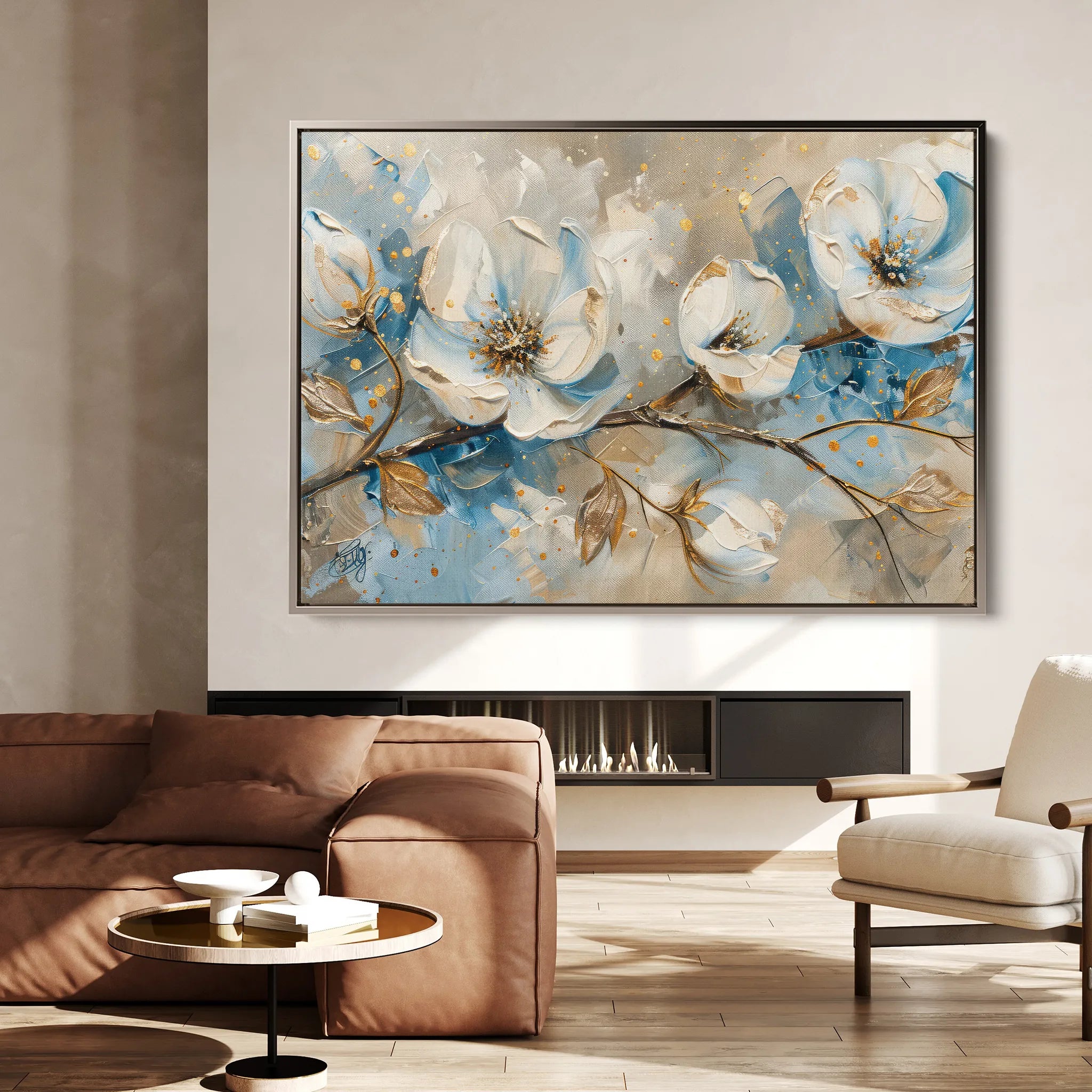 Floral 477 Canvas Art 60 x 40 cm / Black
