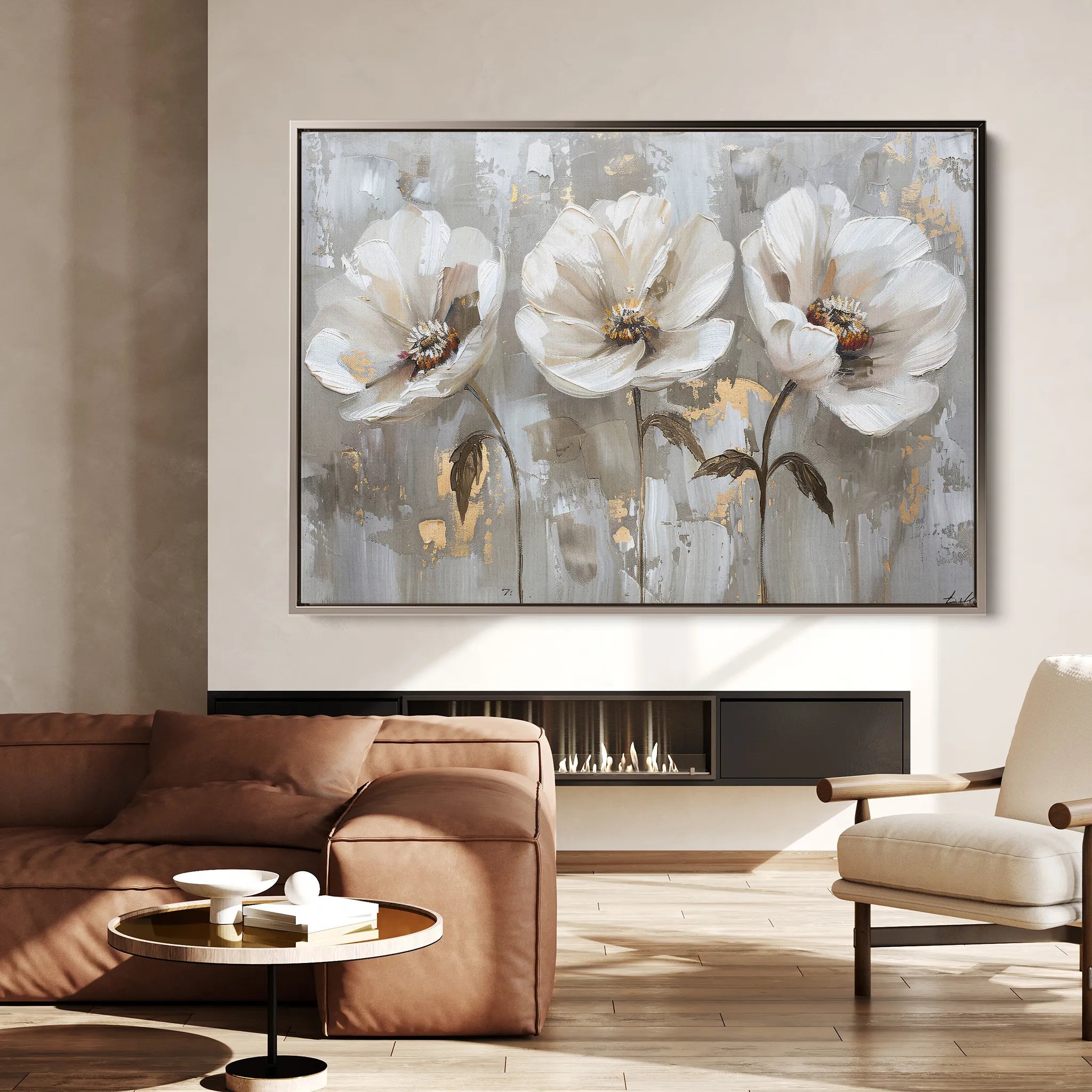 Floral 478 Canvas Art 60 x 40 cm / Black