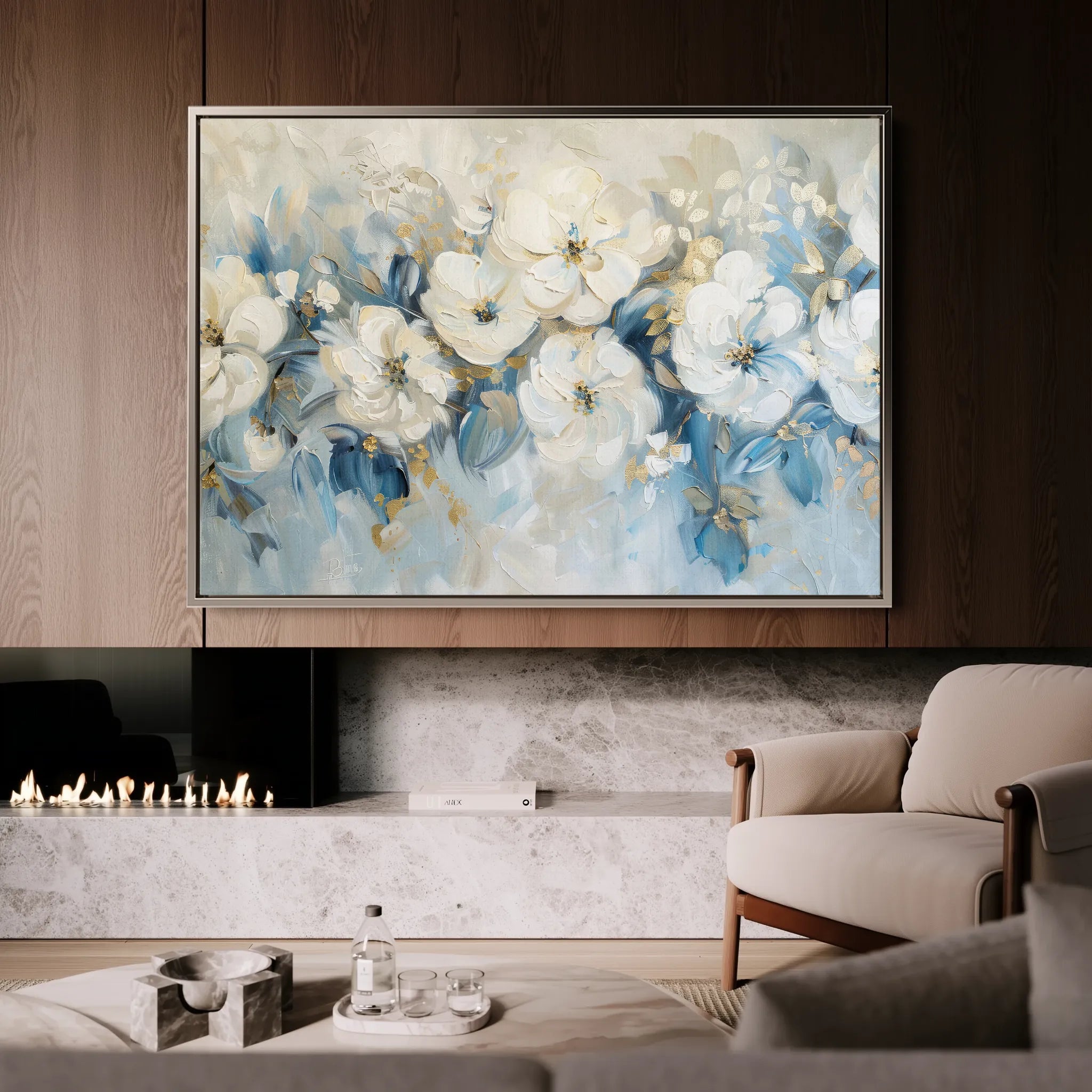 Floral 480 Canvas Art 60 x 40 cm / Black