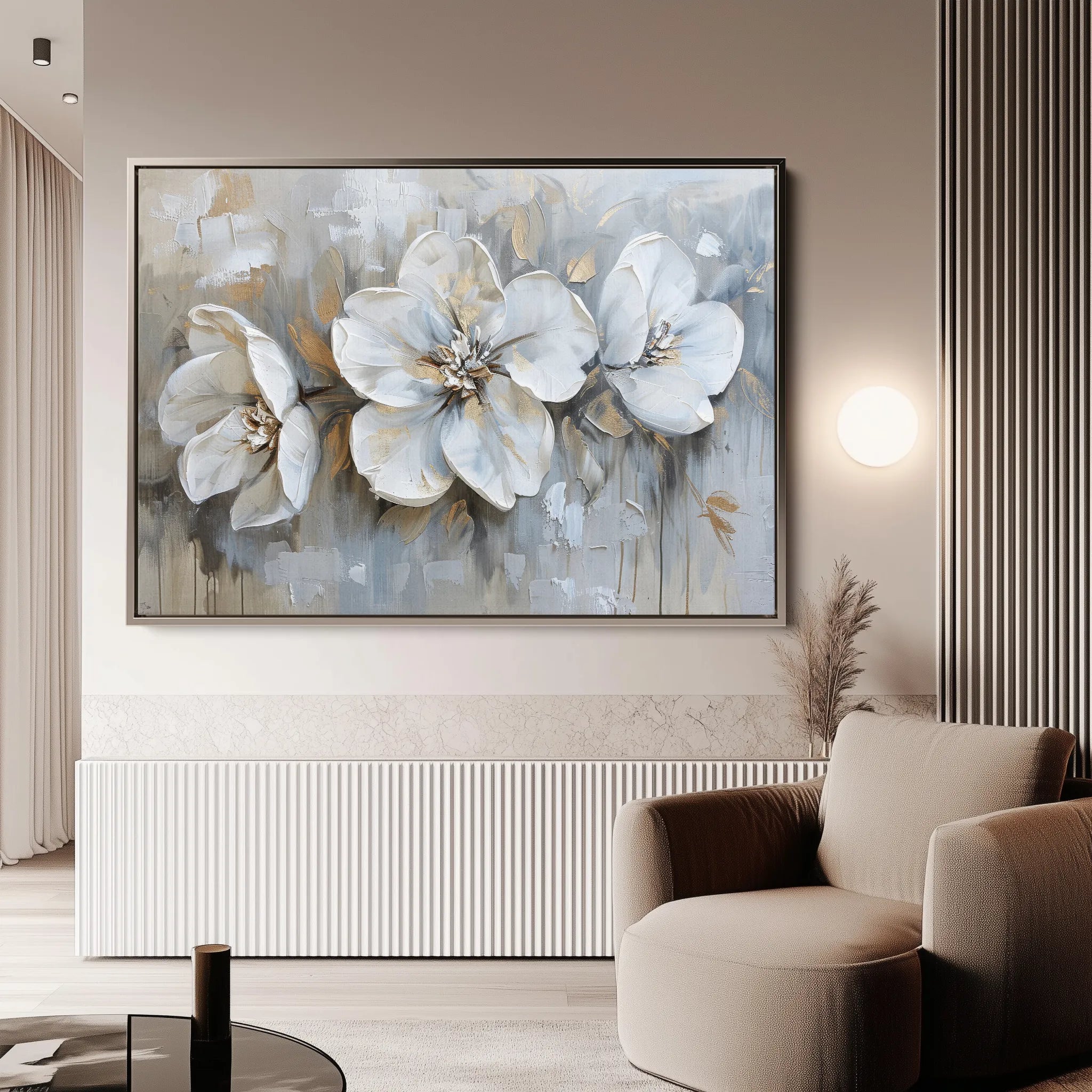 Floral 482 Canvas Art 60 x 40 cm / Black