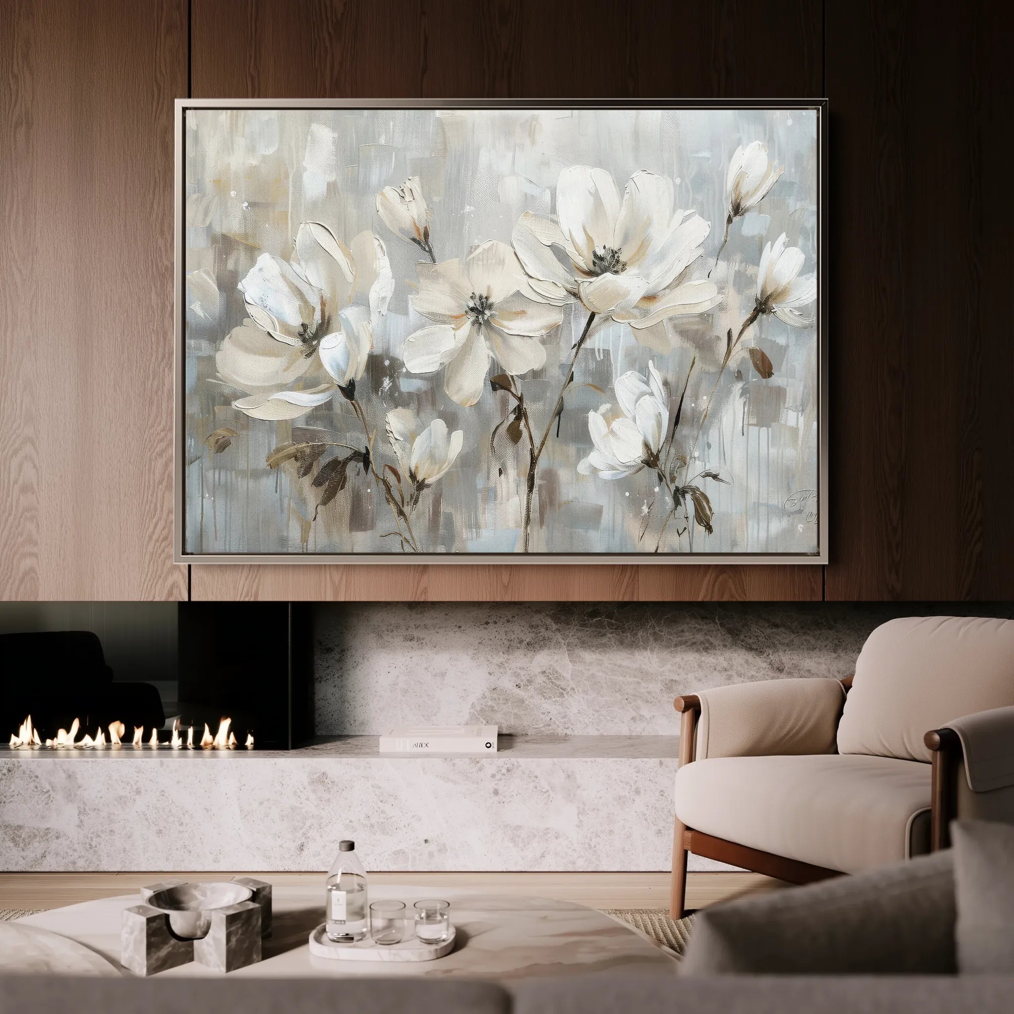 Floral 483 Canvas Art 60 x 40 cm / Black