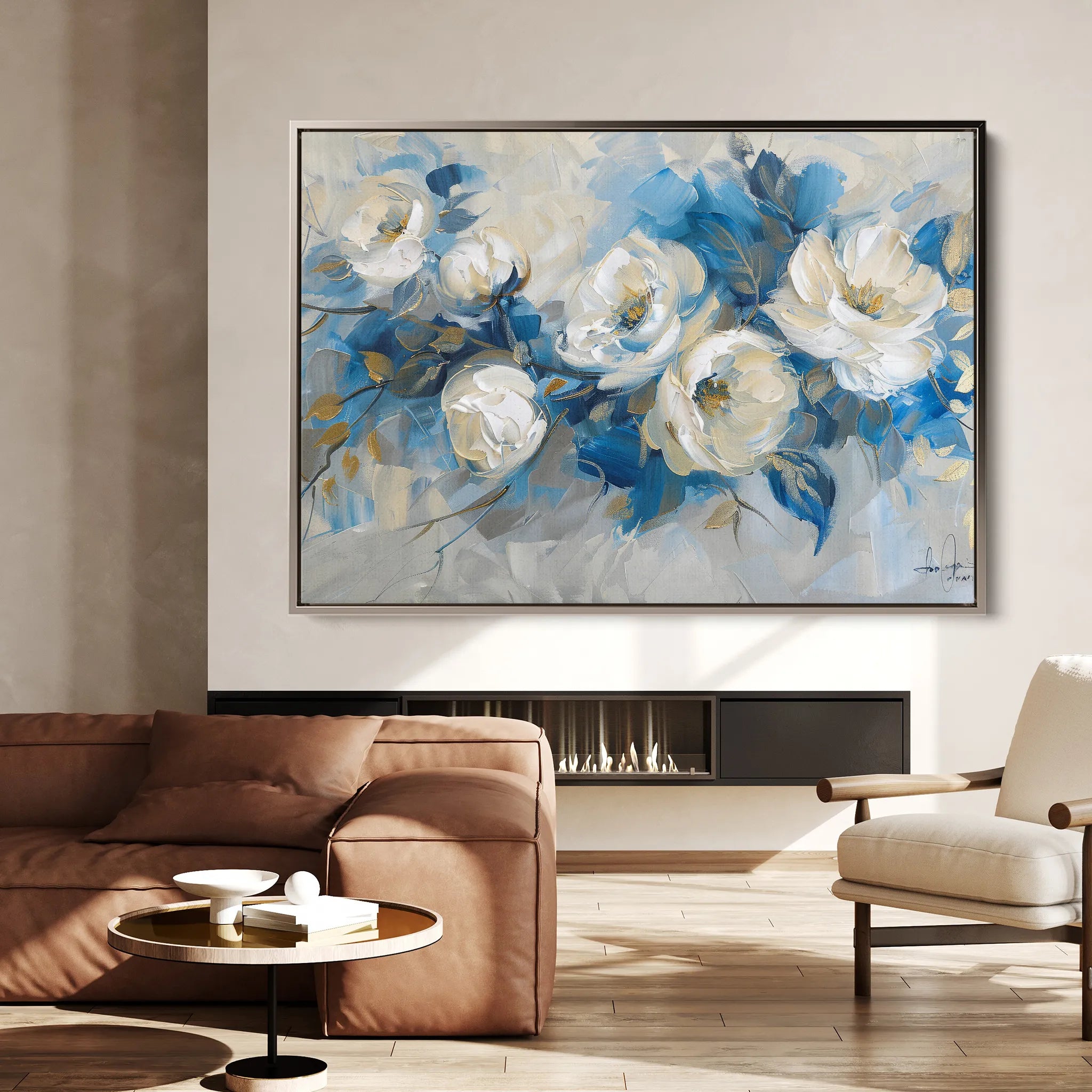 Floral 486 Canvas Art 60 x 40 cm / Black